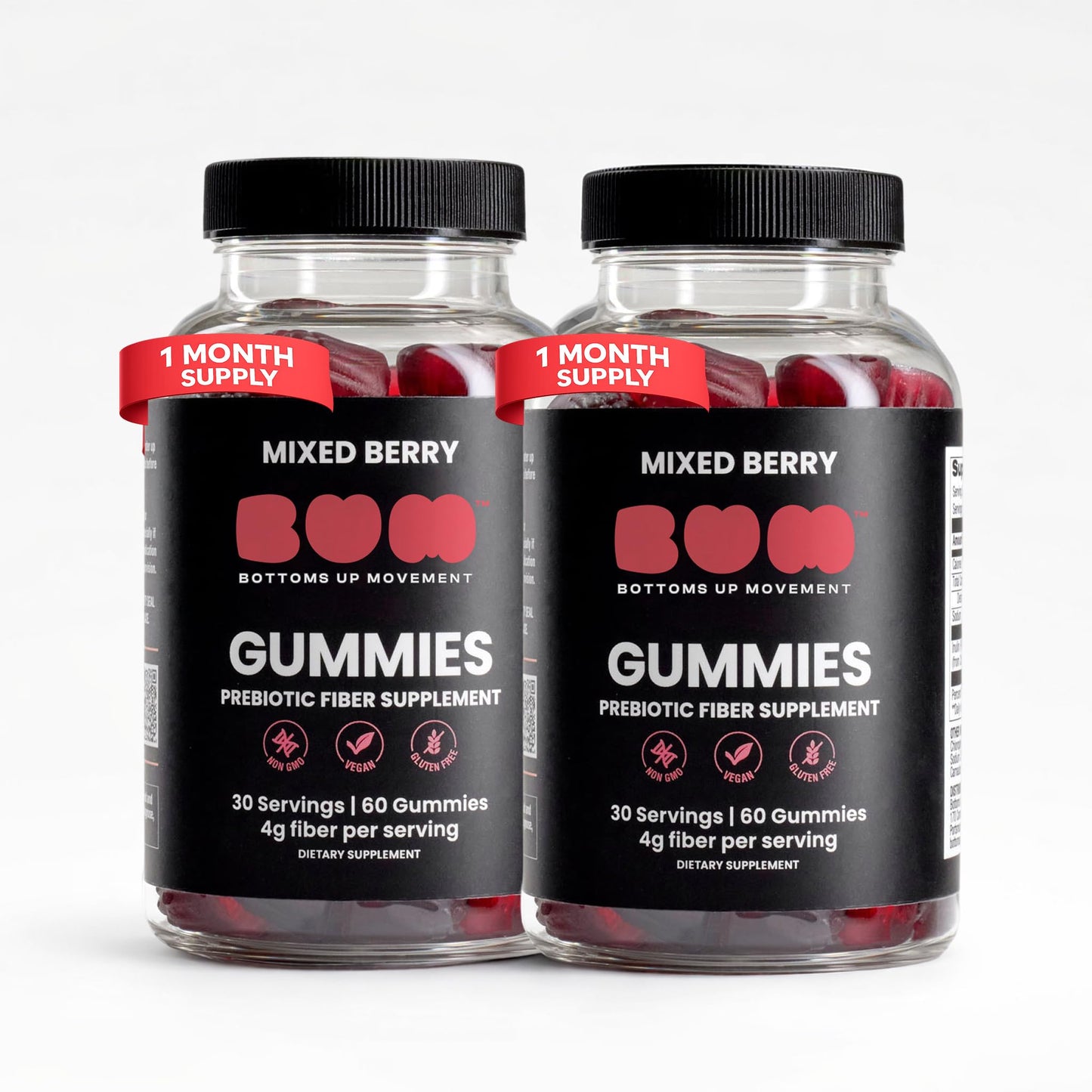 Bottoms Up Movement Bum Prebiotic Fiber Supplement - Inulin Prebiotic Fiber, 60 Gummies