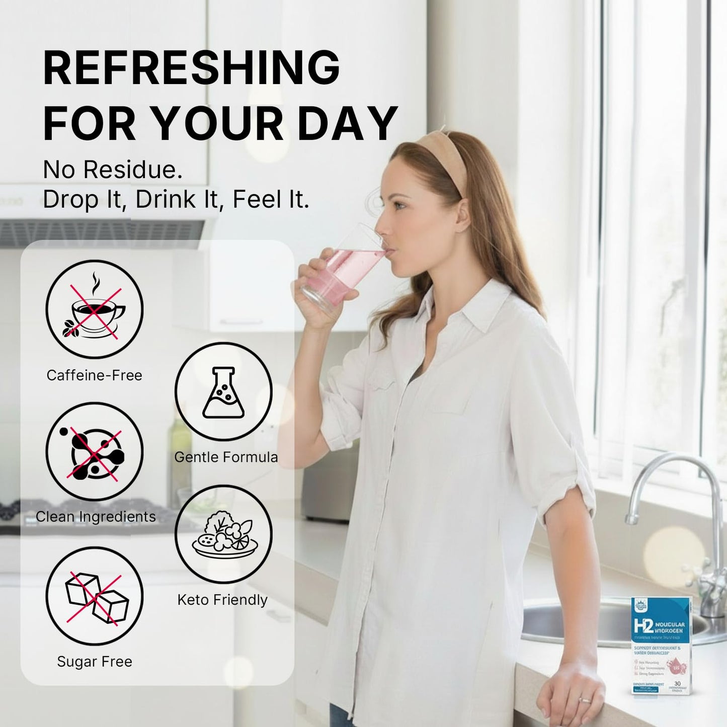 Sunshine & Rain Molecular Hydrogen Tablets with 120 mg Magnesium – 16 PPM Hydrogen Water Tablets, Natural Raspberry Flavor, Antioxidant Support, 30 Tablets