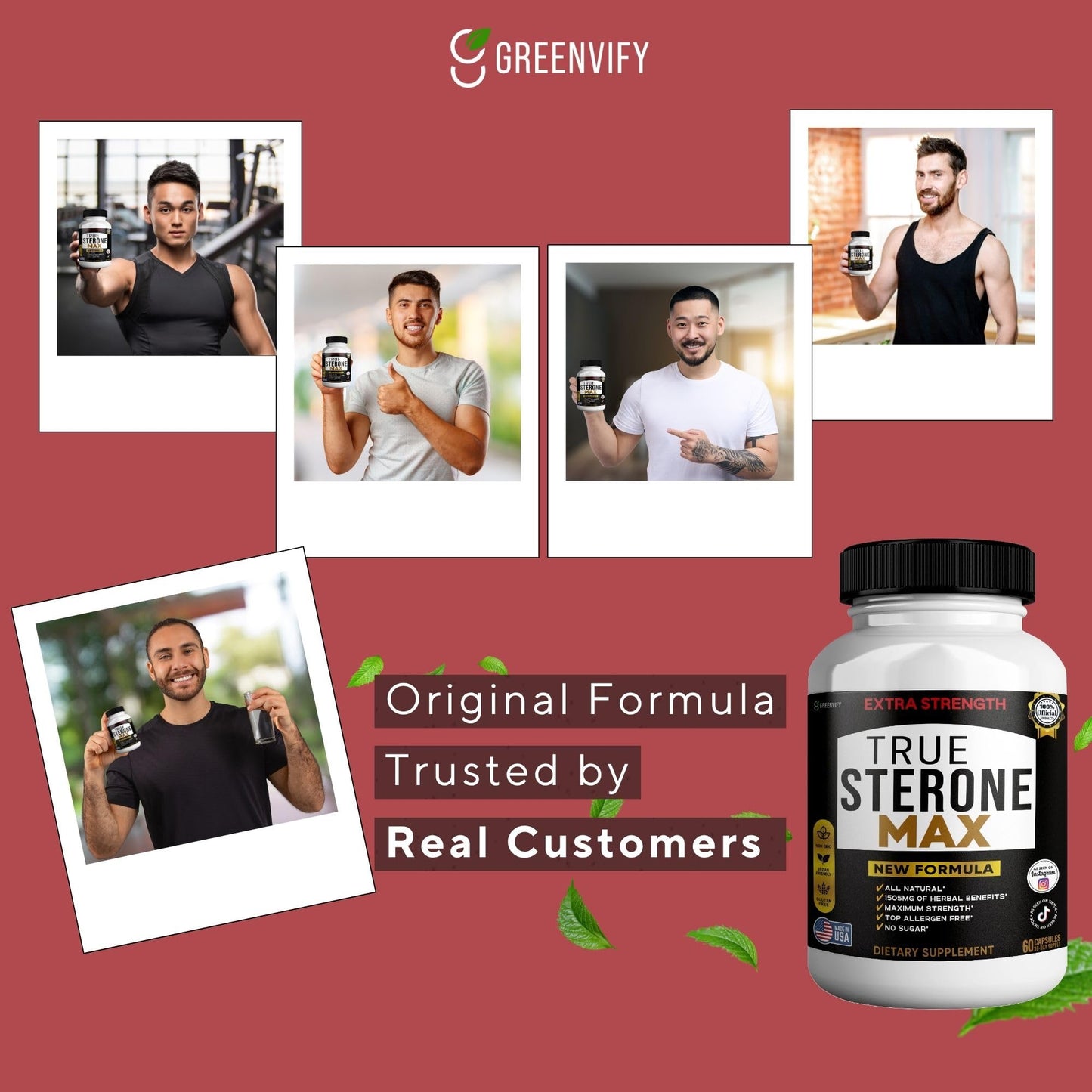 GREENVIFY True Sterone Max Extra Strength Dietary Supplement Organic Maca Root Complex Capsule 60 Count
