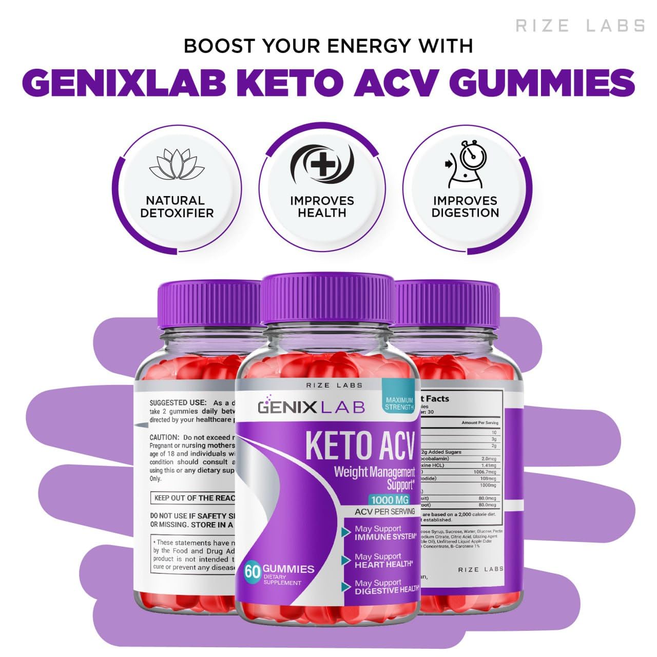 Rize Labs Genix Lab Keto ACV Gummies 180 Gummies