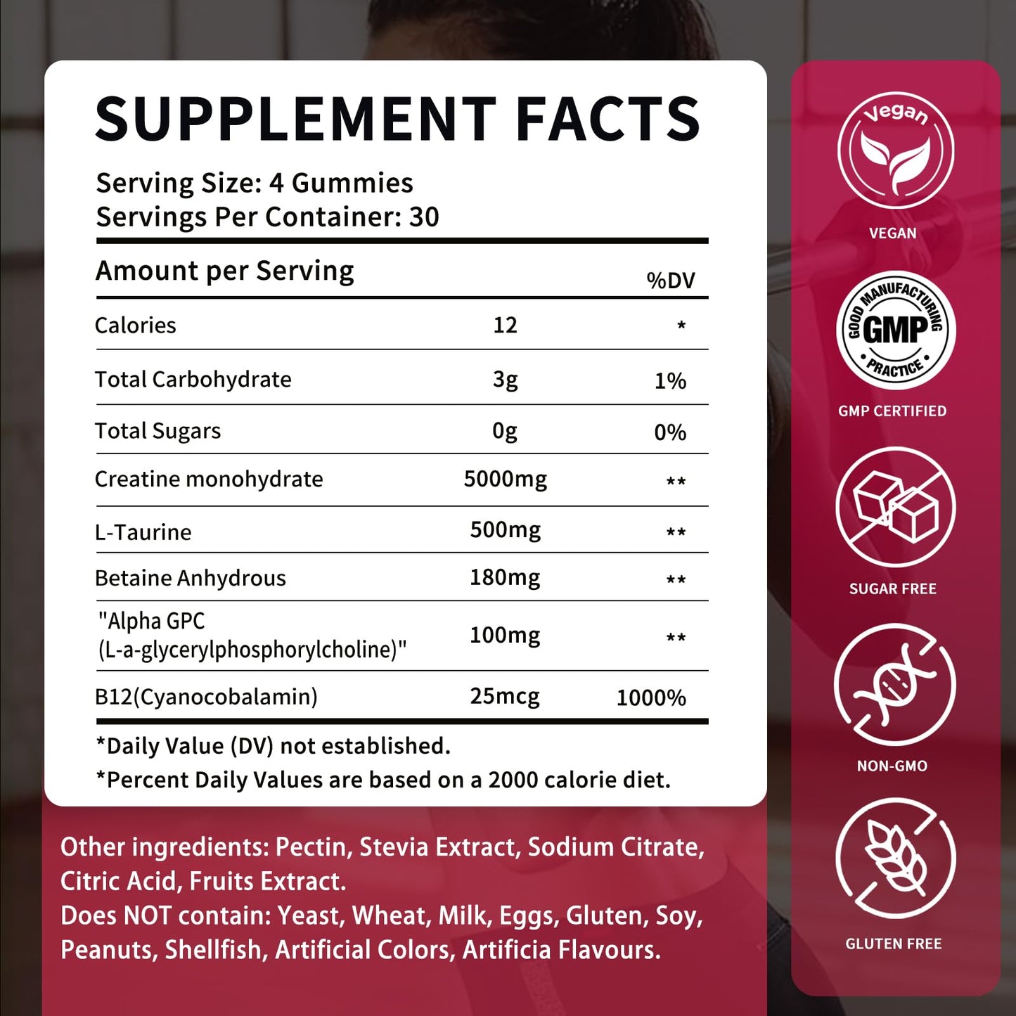 OUYIYUA Creatine Monohydrate Gummies 5000mg, 120 Count