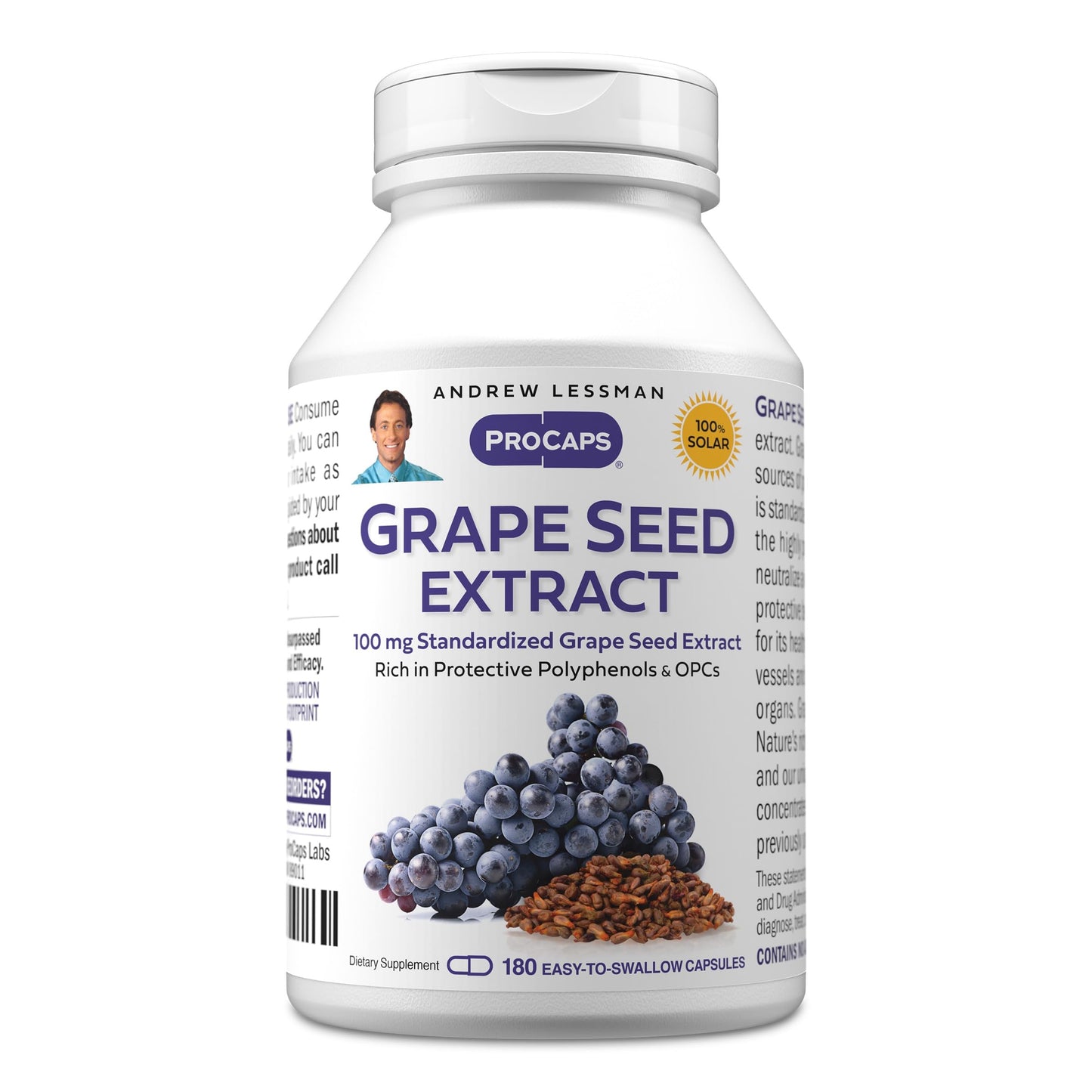 ANDREW LESSMAN Grape Seed Extract 100 mg Standardized Extract, 180 Capsules