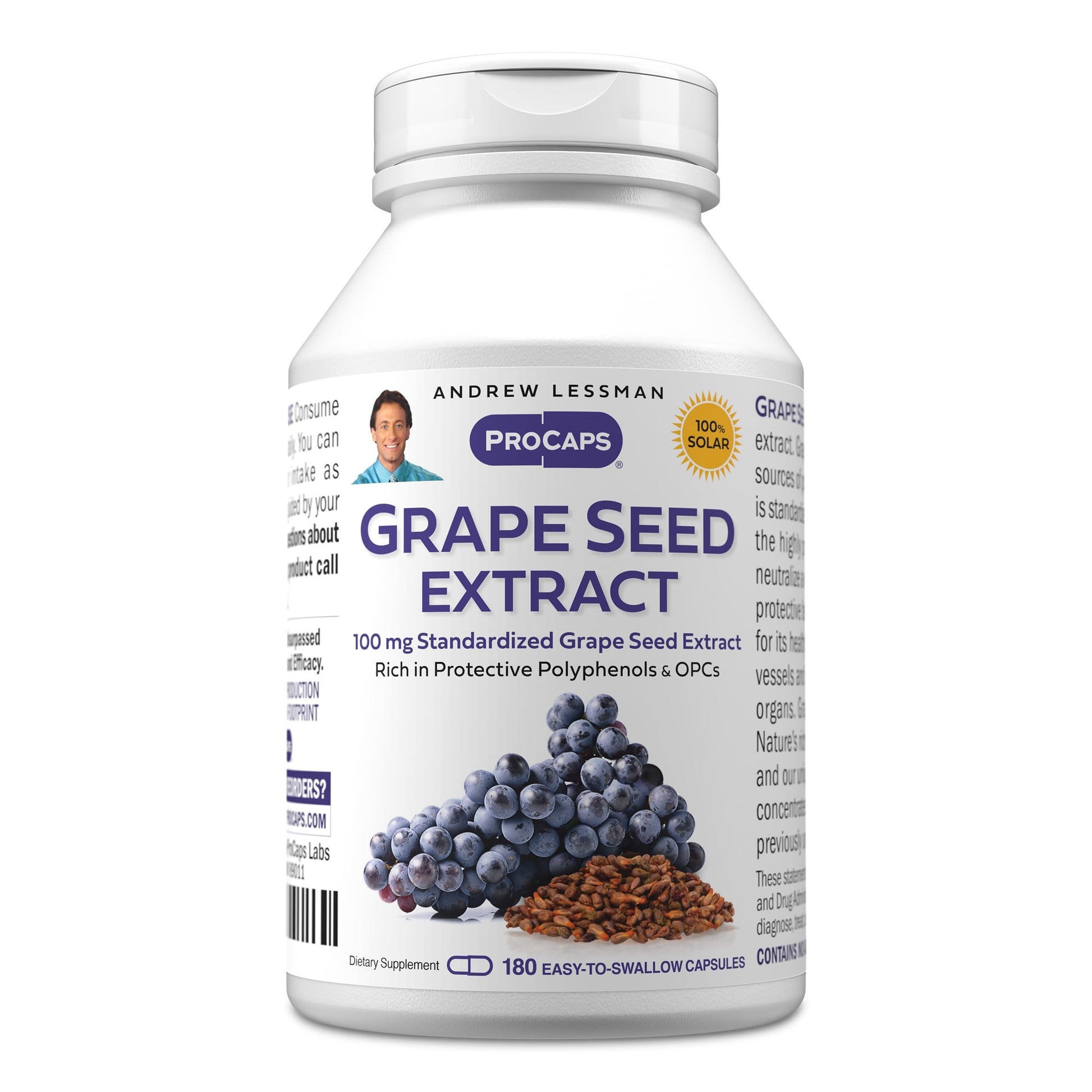 ANDREW LESSMAN Grape Seed Extract 100 mg Standardized Extract, 180 Capsules