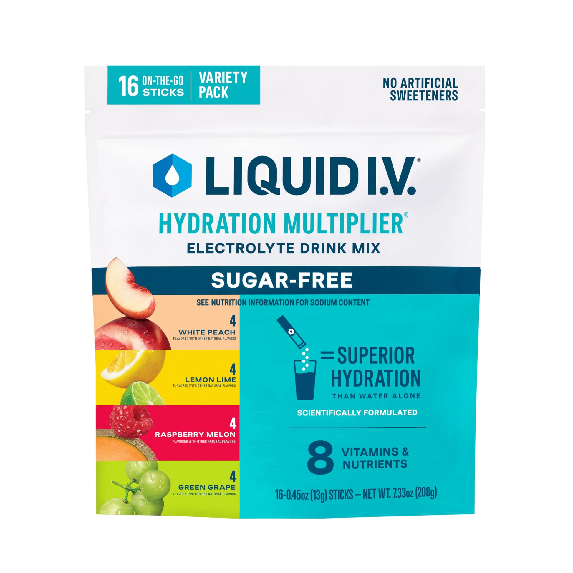 Liquid I.V. Sugar Free Hydration Electrolytes Powder, Variety Pack, 16 Count