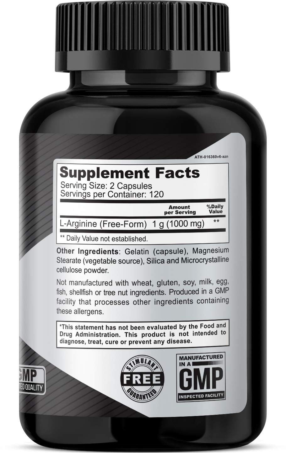 Athlet L-Arginine 1000 mg Capsules 240 Count