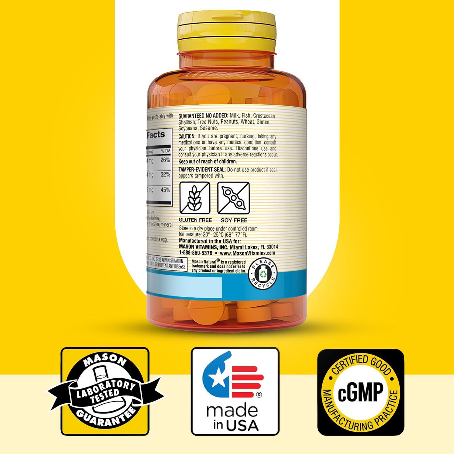 Mason Natural Calcium Magnesium & Zinc Tablet, 300 Tablets