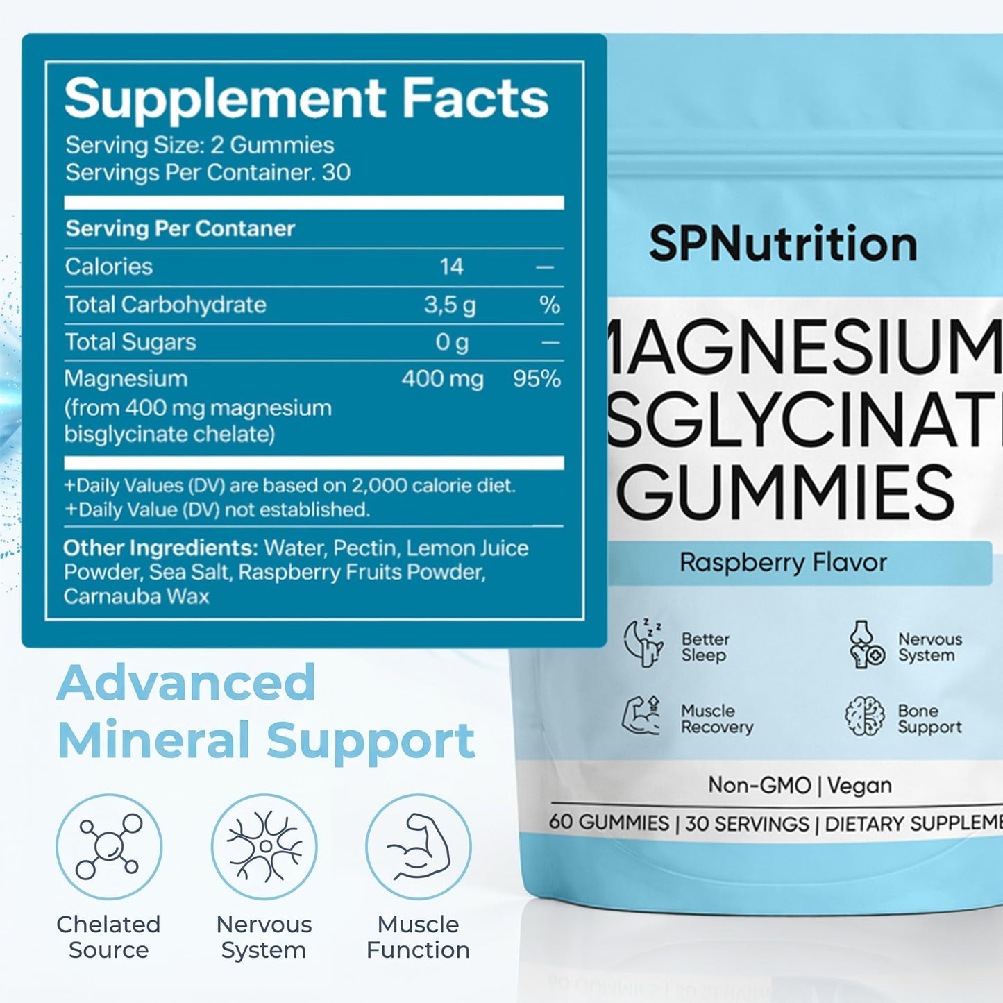 Awtse Magnesium Bisglycinate Gummies, 60 Count