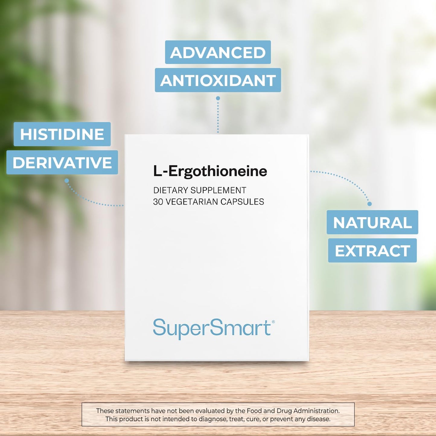 Supersmart L-Ergothioneine Supplement 5mg per Day (Advanced Antioxidant) Capsules, 30 Count