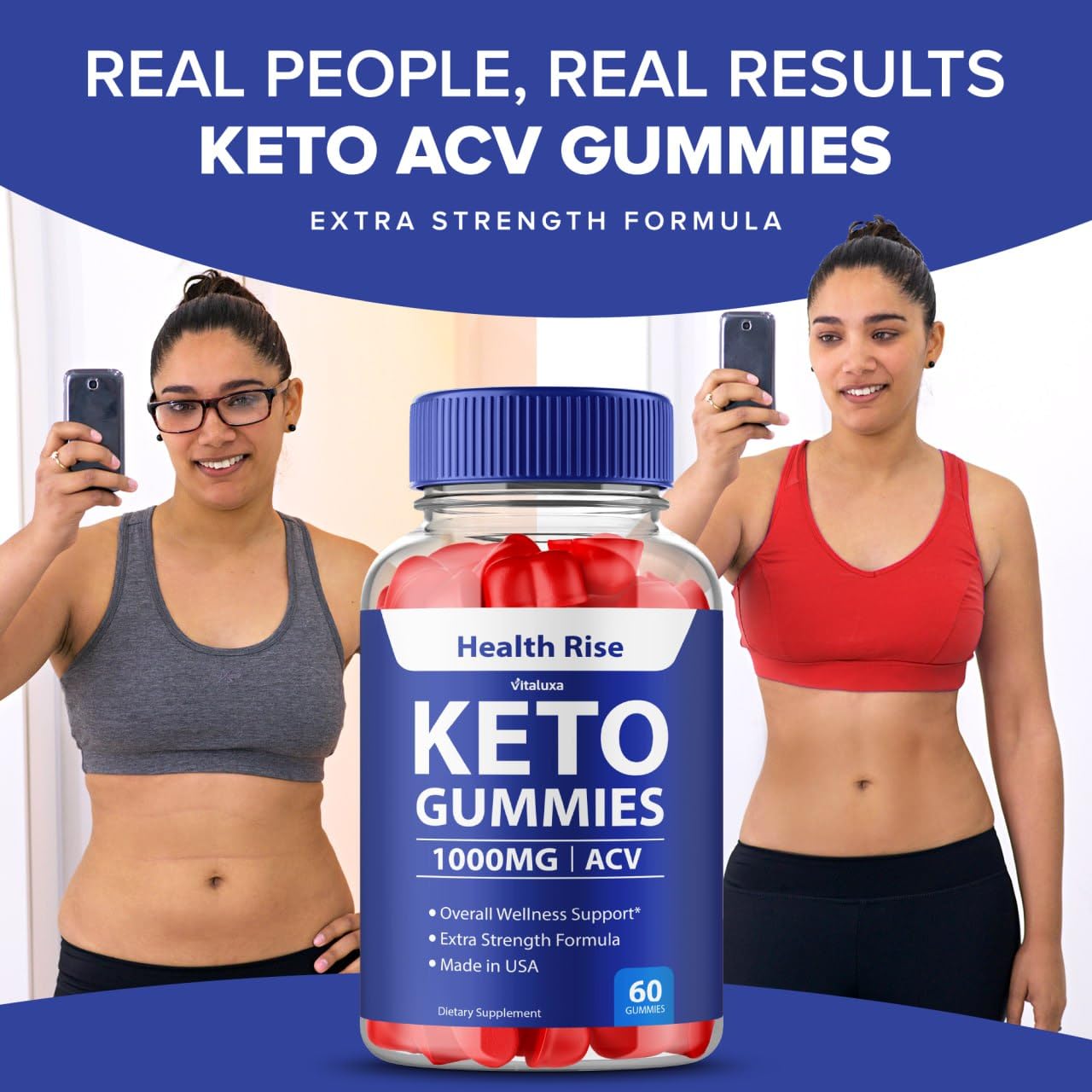 Vitaluxa Health Rise Keto ACV Gummies Gummy 120 Count