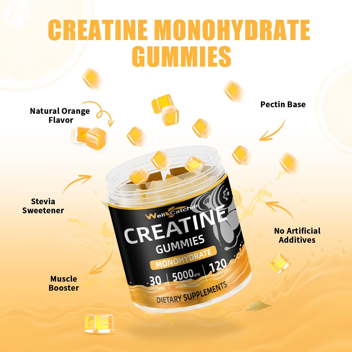 Wellcatcher Creatine Monohydrate Gummies 120 Count