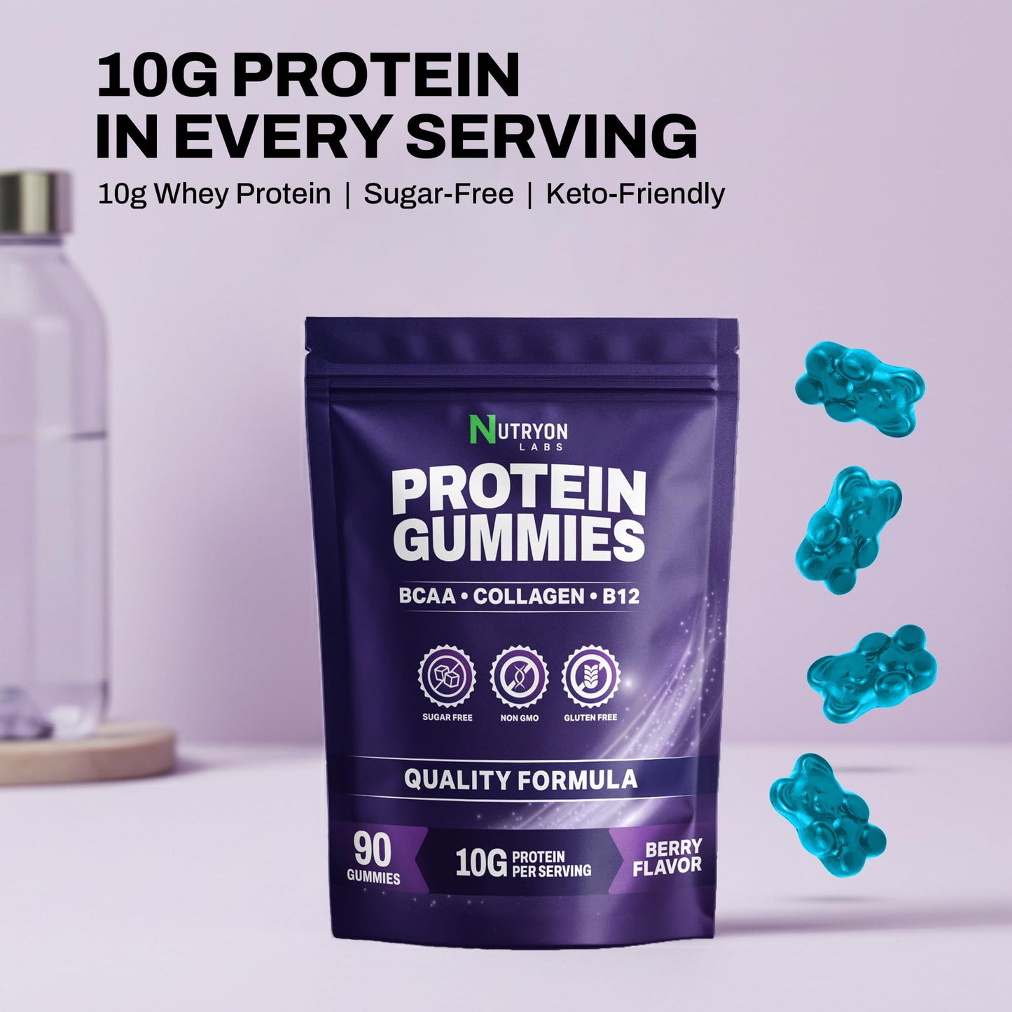 Nutryon Labs Zero Carb 100% Pure Whey Isolate Protein Gummies, 90 Count
