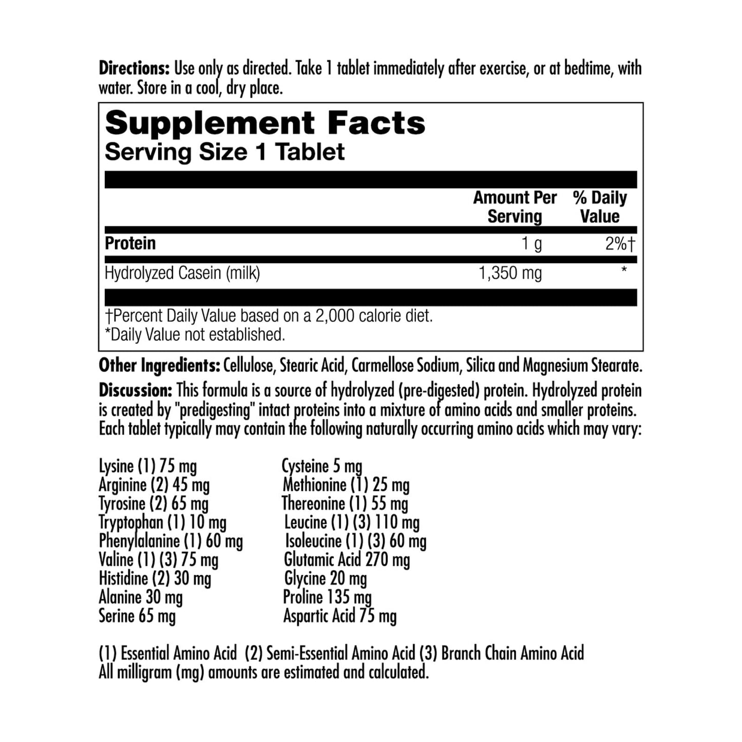 KAL Amino Acid Complex Tablets 1000 mg, 100 Tablets