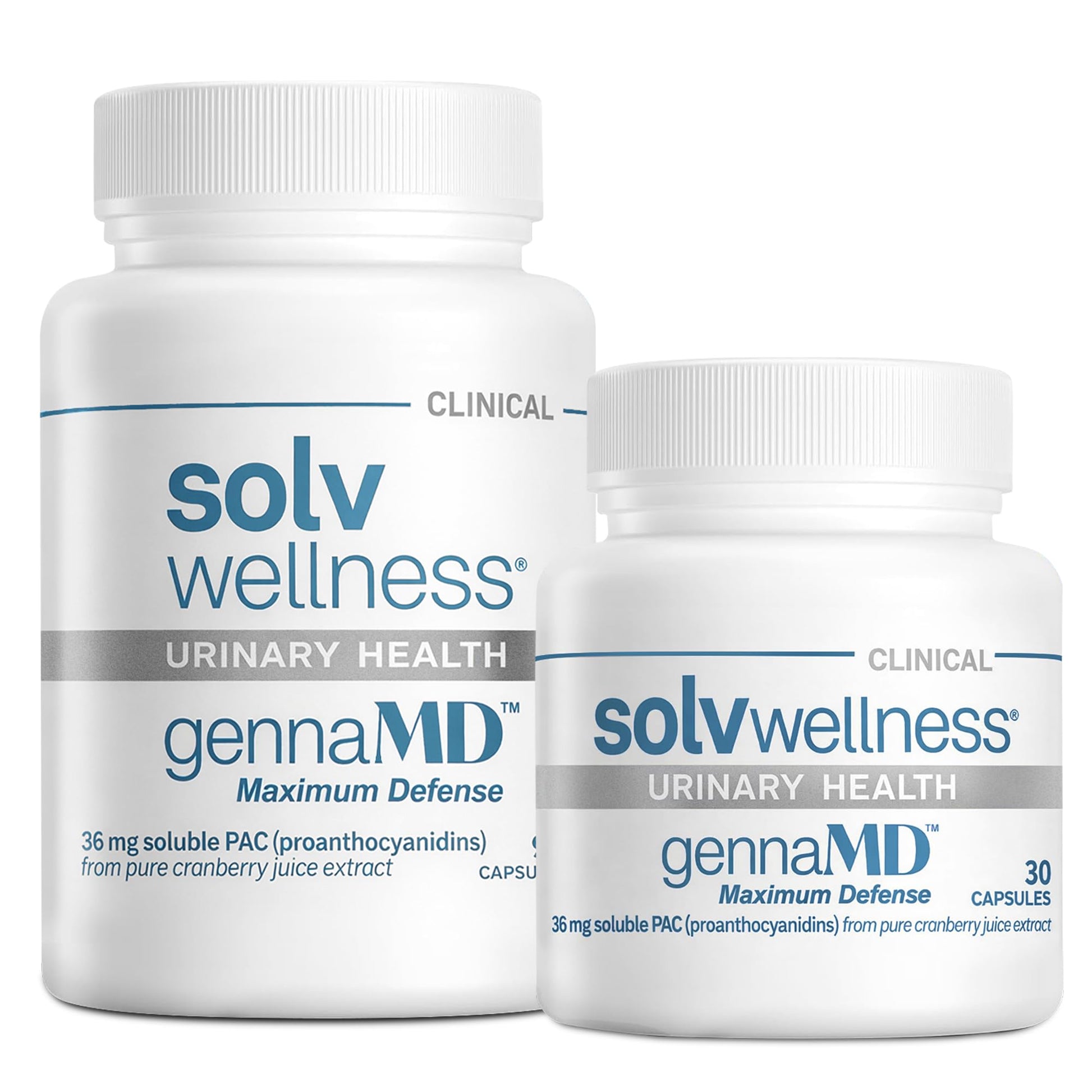 Solv Wellness GennaMD Cranberry Supplement for Urinary Tract Health Support, 36 mg Soluble PAC from 100% Cranberry Juice Extract, 120 Capsules