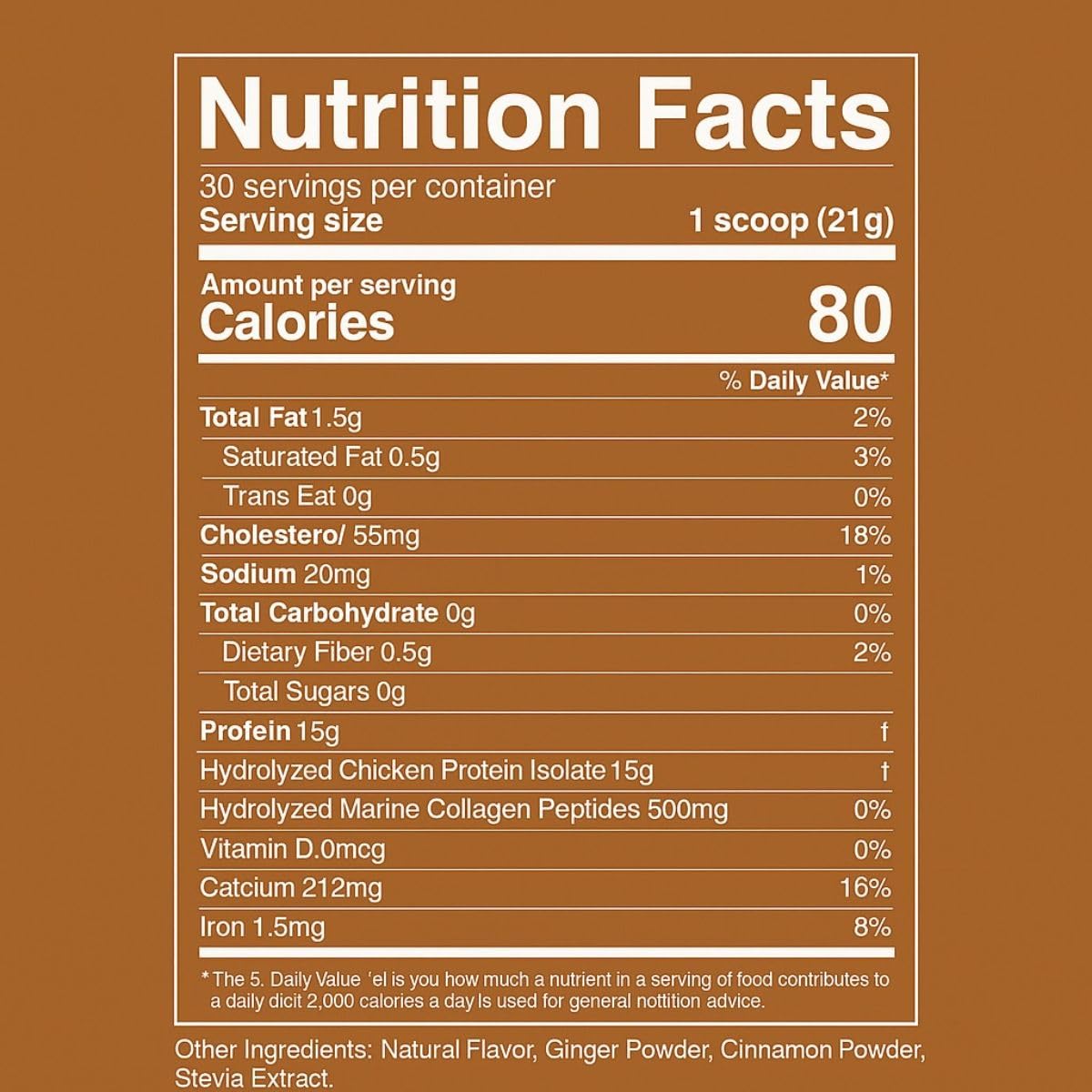 Divine Health Dr. Colbert, MD Hydrolyzed Collagen Powder, Gingerbread Flavor, Type I, II, III Chicken & Marine, Hair, Skin & Nails, 30 Servings