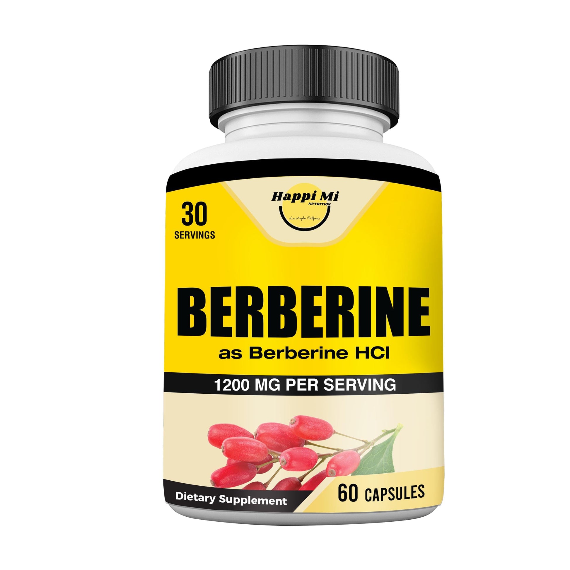 Happi Mi Nutrition Berberine 1200mg HCL Capsule, 60 Count
