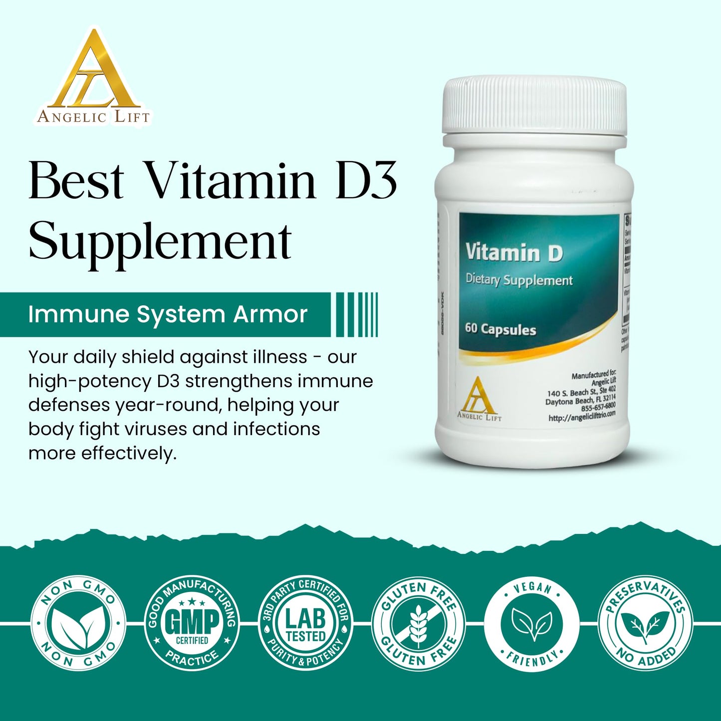 ANGELIC LIFT Vitamin D3 100 mcg (4,000 IU) Capsule 1 Count