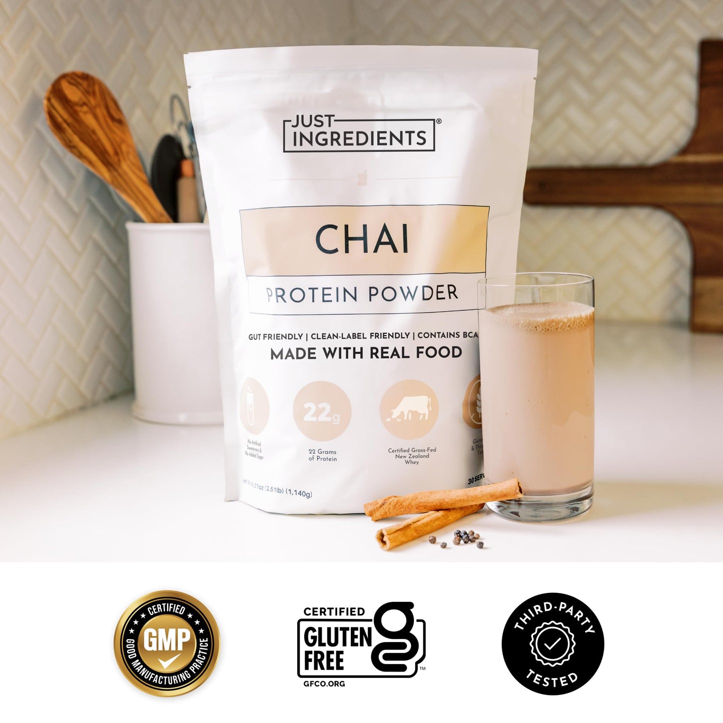 JUST INGREDIENTS Chai Protein Powder 23 Servings
