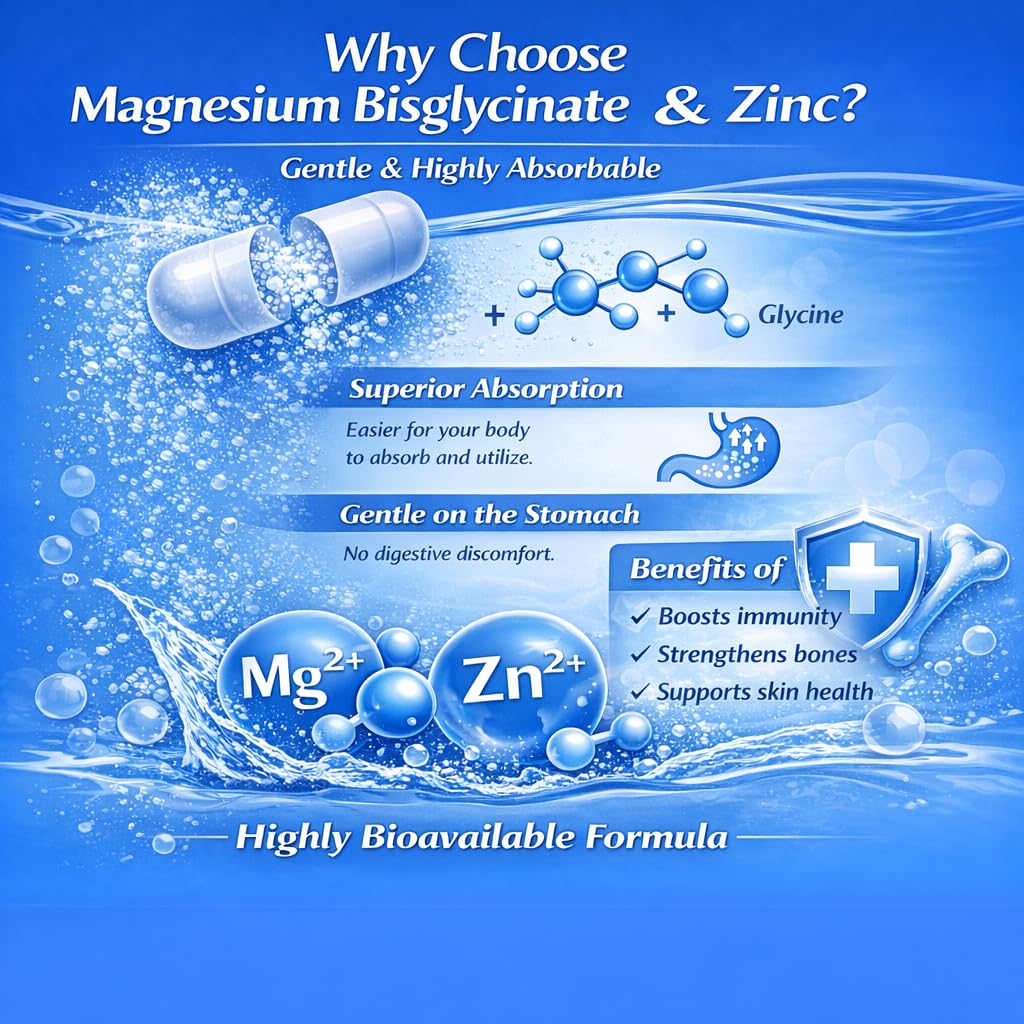I LOVE HEALTH Magnesium Glycinate – Elemental Magnesium 200mg with Zinc 2mg, 240 Capsules
