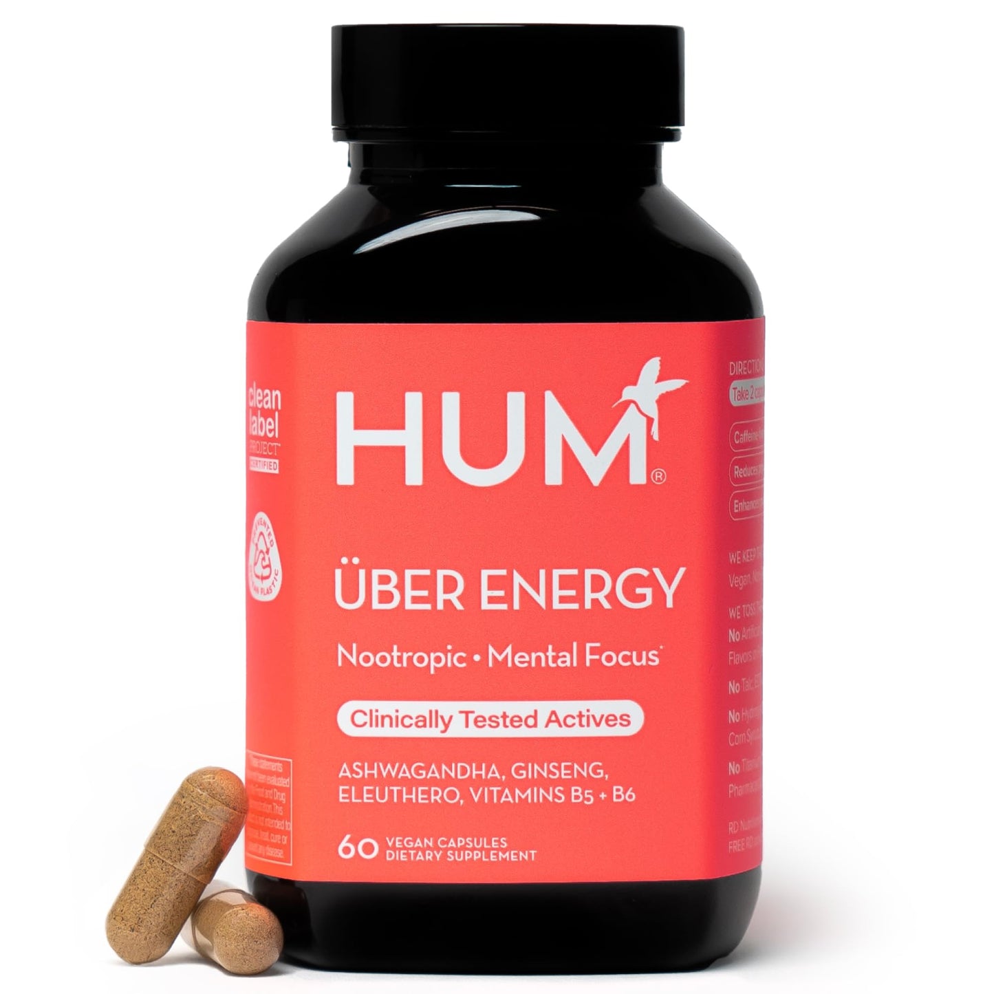 HUM Uber Energy Adrenal Energy Support Supplement Capsules, 60 Capsules