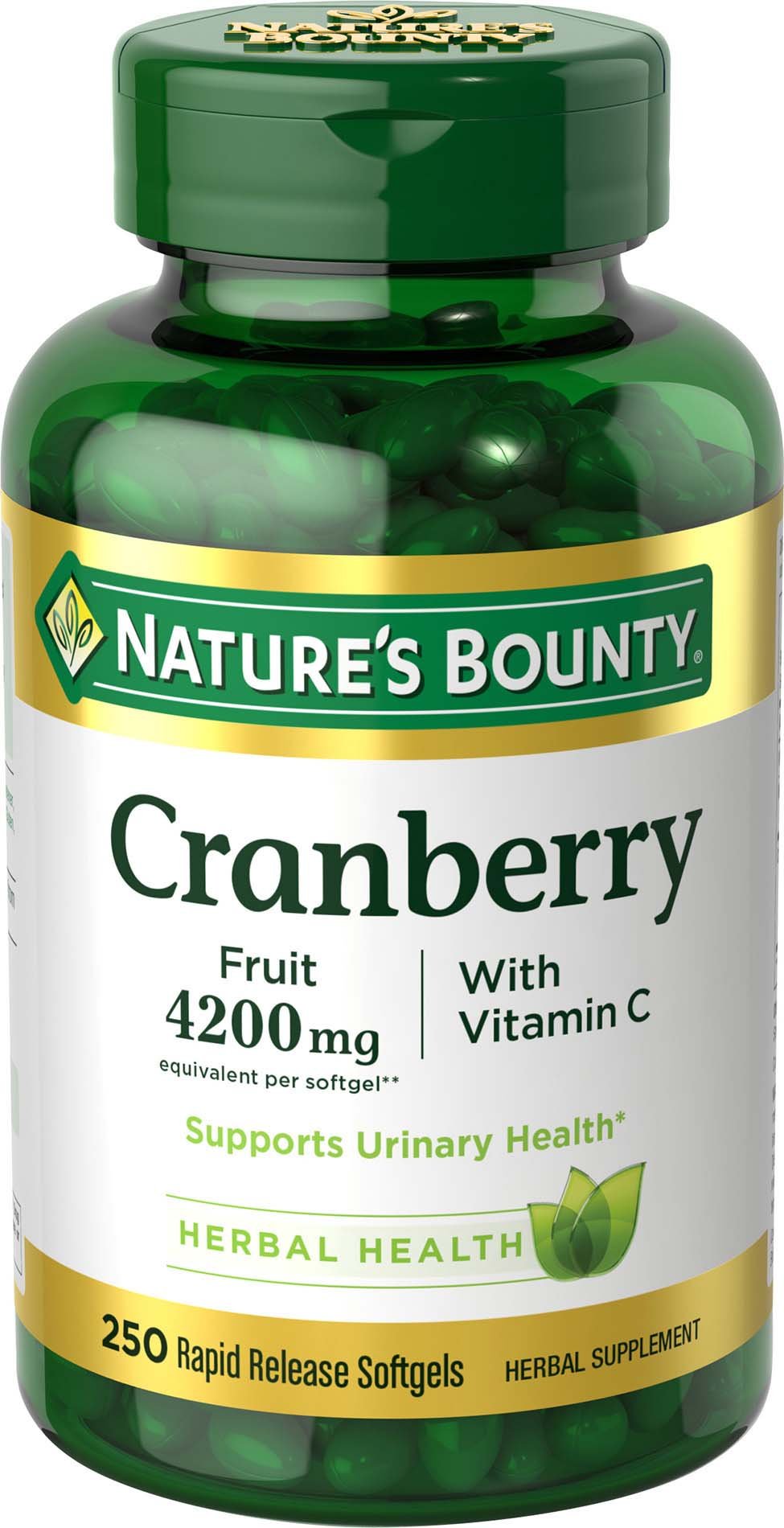 Nature's Bounty Triple Strength Cranberry with Vitamin C Softgels, 250 Softgels