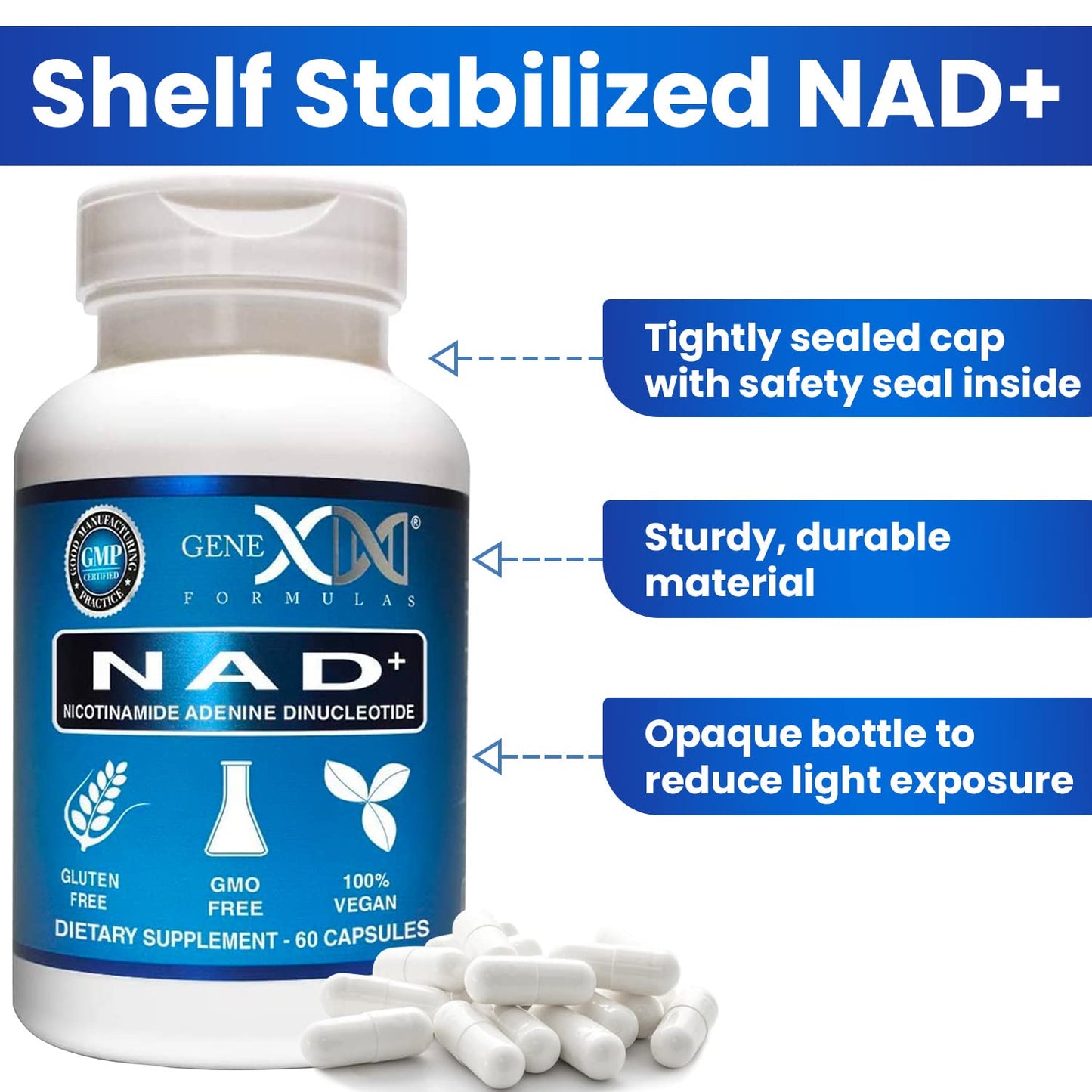 Genex Formulas NAD+ 250mg Capsule, 60 Capsules