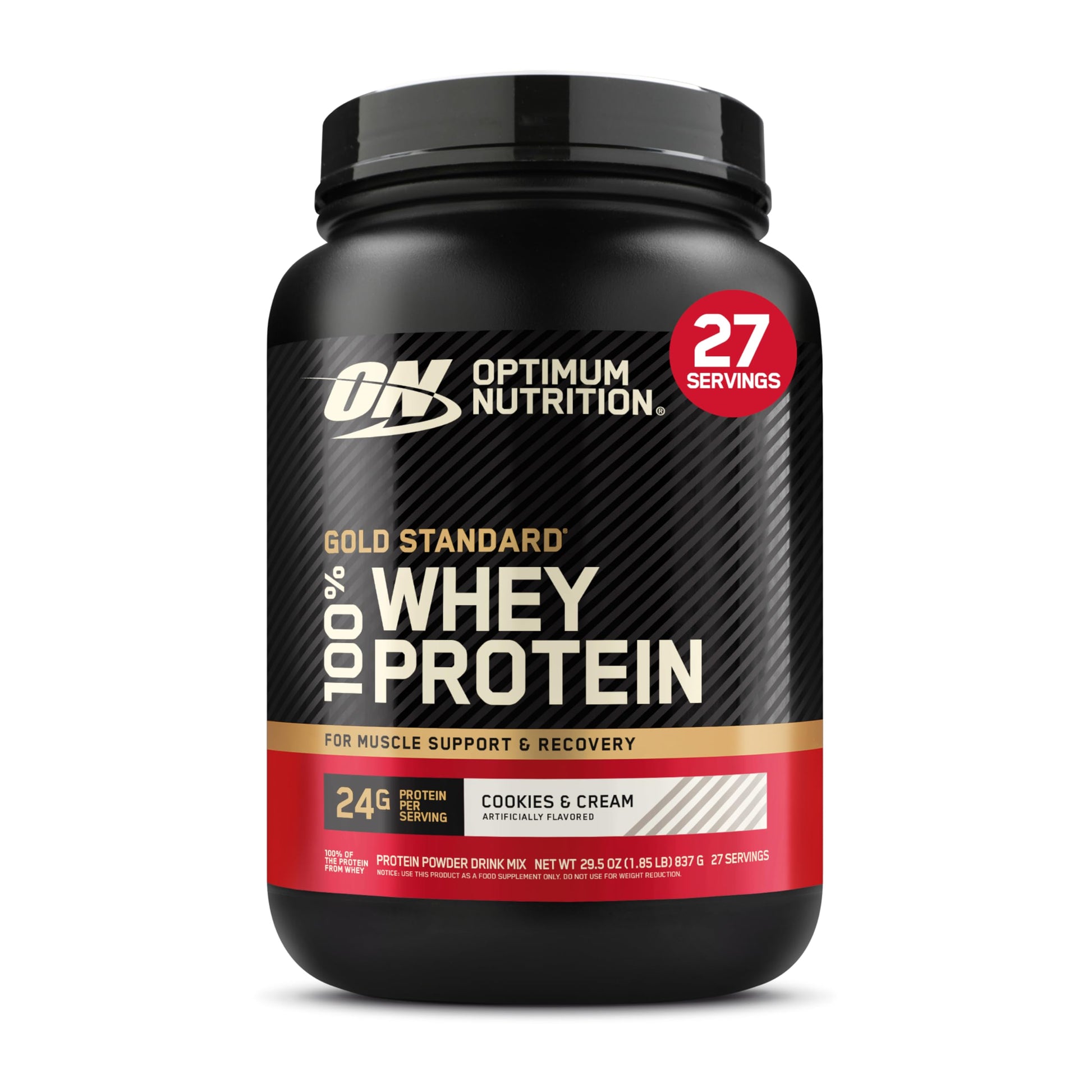 Optimum Nutrition Gold Standard 100% Whey Protein Powder Cookies & Cream, 2 lb, 32 Servings
