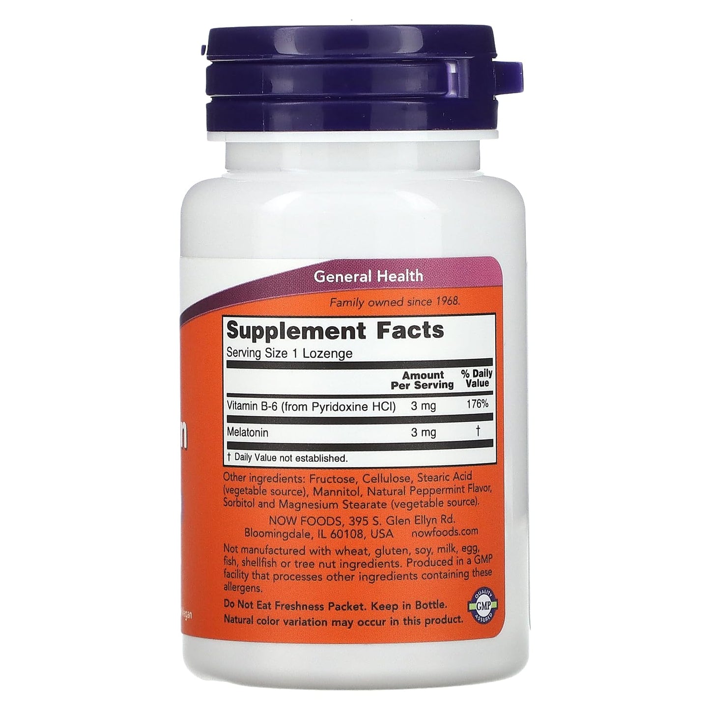 NOW Foods Melatonin 3 mg Chewable Lozenges, 180 Lozenges