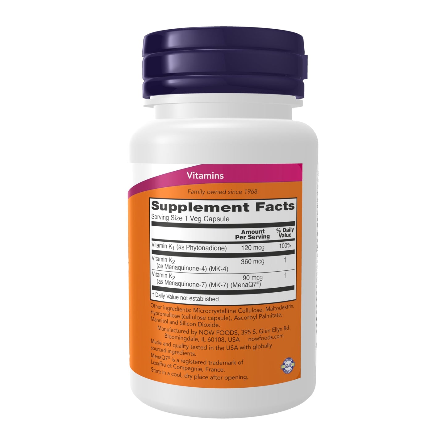 NOW Foods MK-7 Plus with K1 & MK-4, Veg Capsules, 90 Count