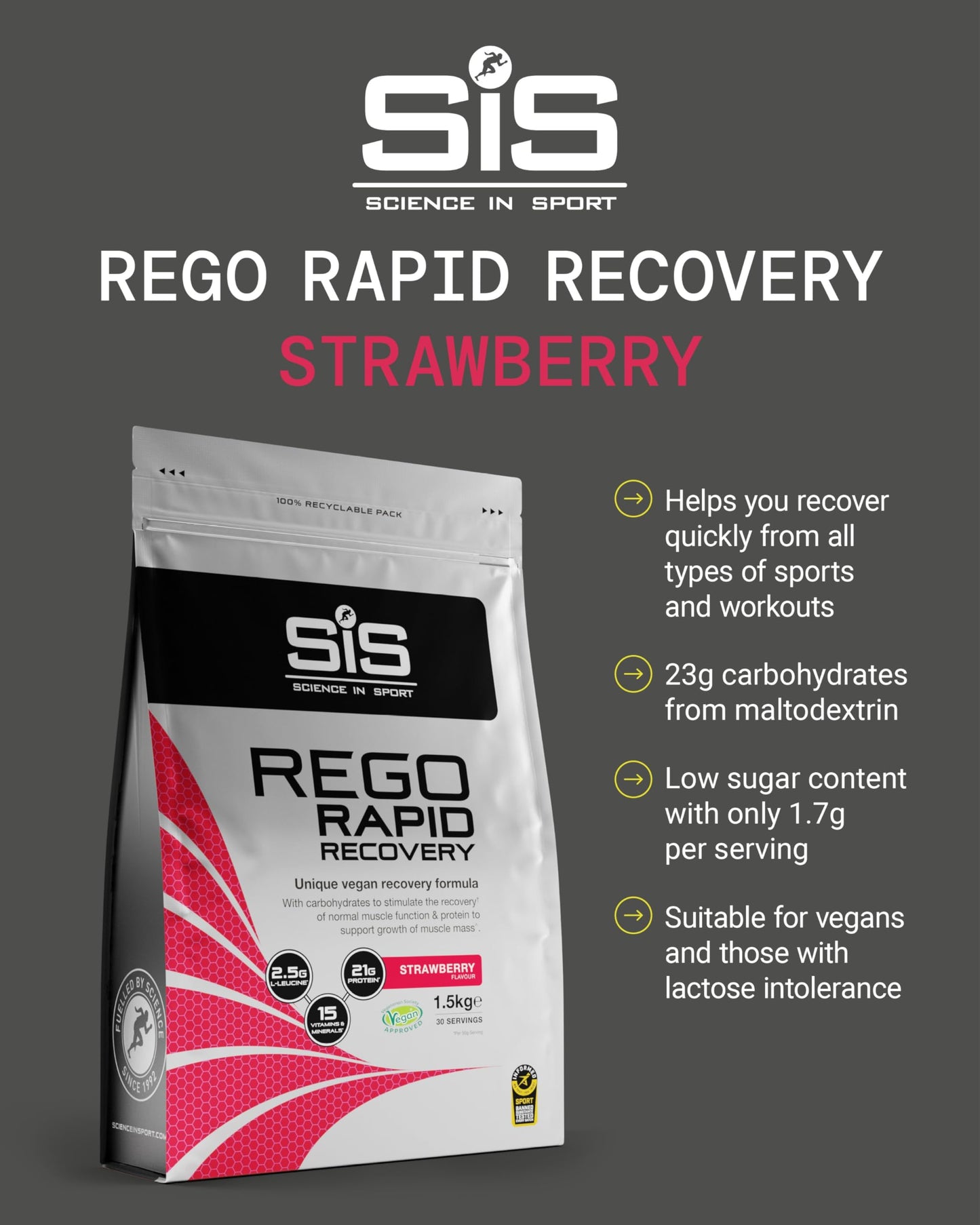 Science in Sport SiS REGO Rapid Recovery Protein Powder 52 oz