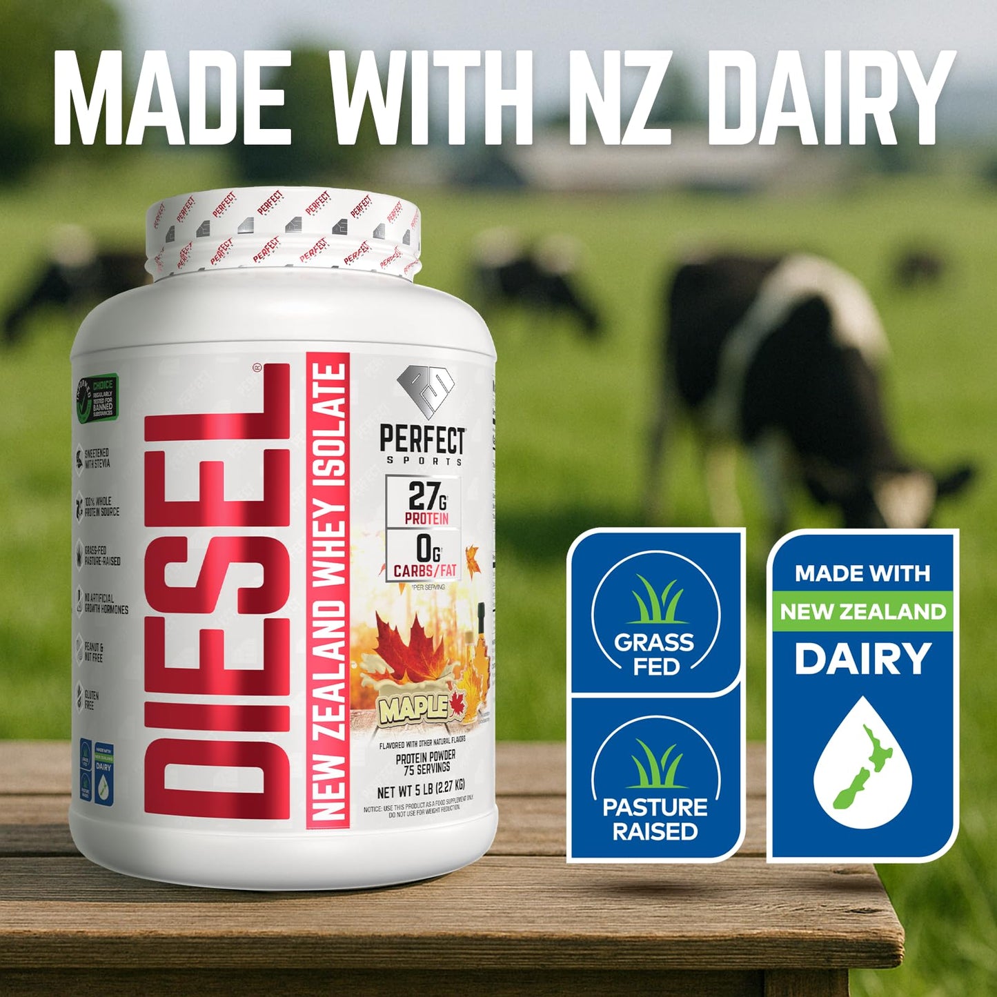 PERFECT SPORTS Diesel 100% New Zealand Whey Protein Isolate Powder 80 Servings