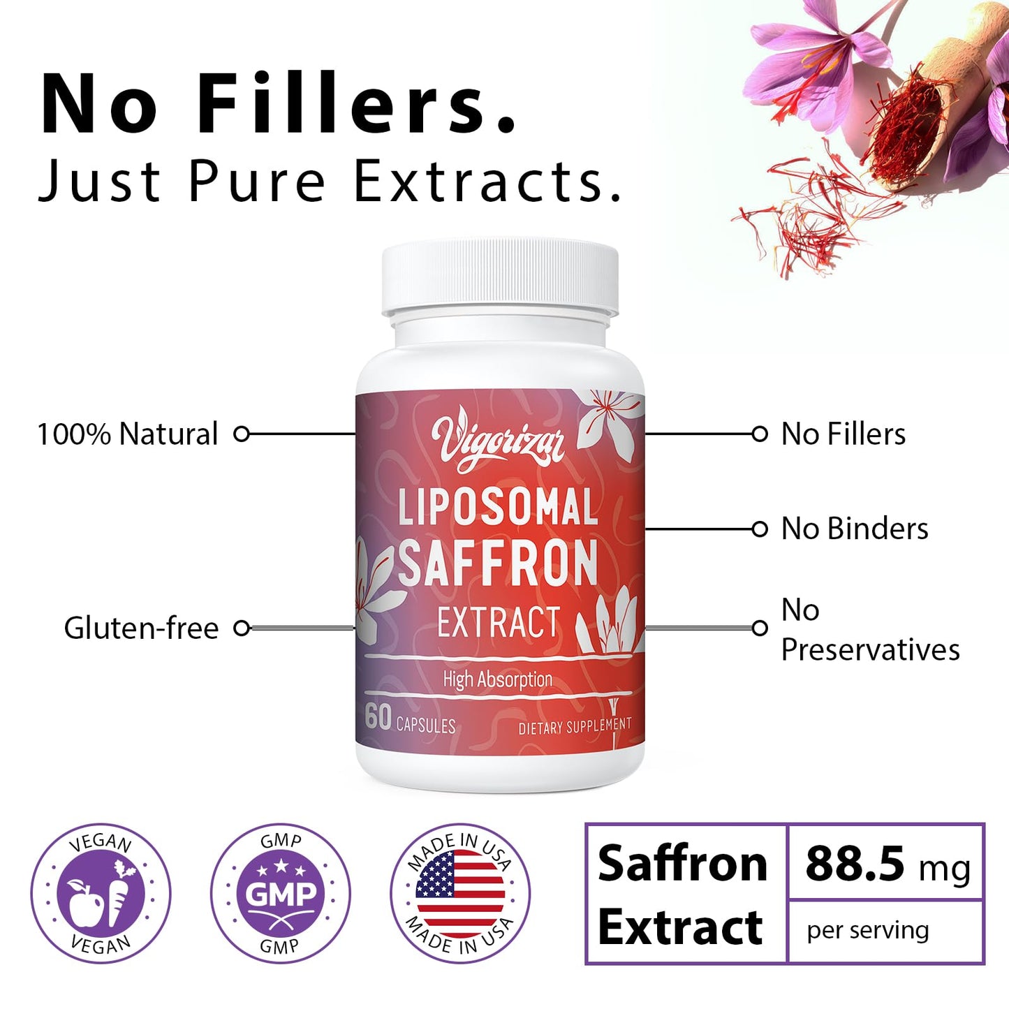Vigorizar Saffron Supplements Capsule 60 Count