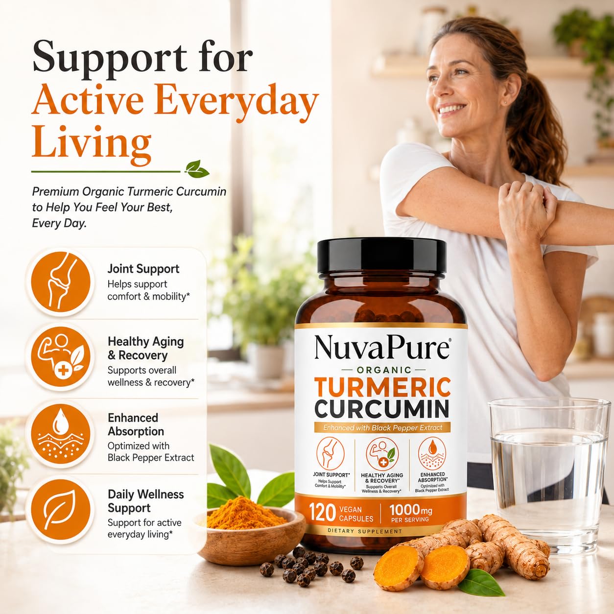 Achuhe NuvaPure Turmeric Curcumin with Black Pepper Capsules 120 Count