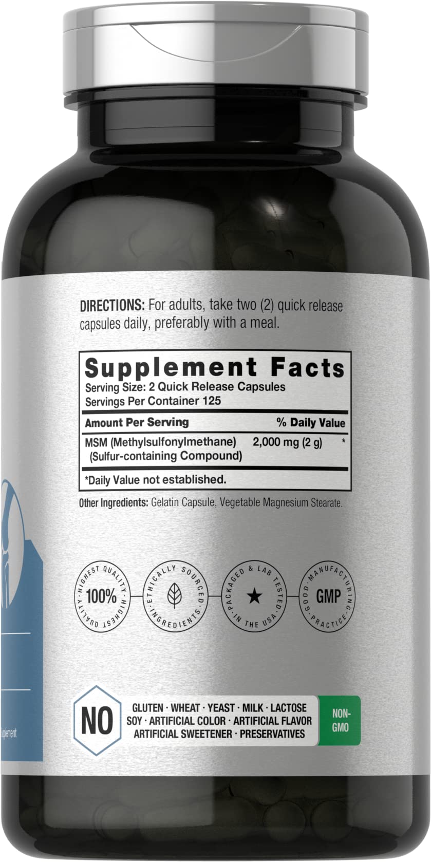 Horbäach MSM Methylsulfonylmethane 2000mg Capsule, 250 Capsules
