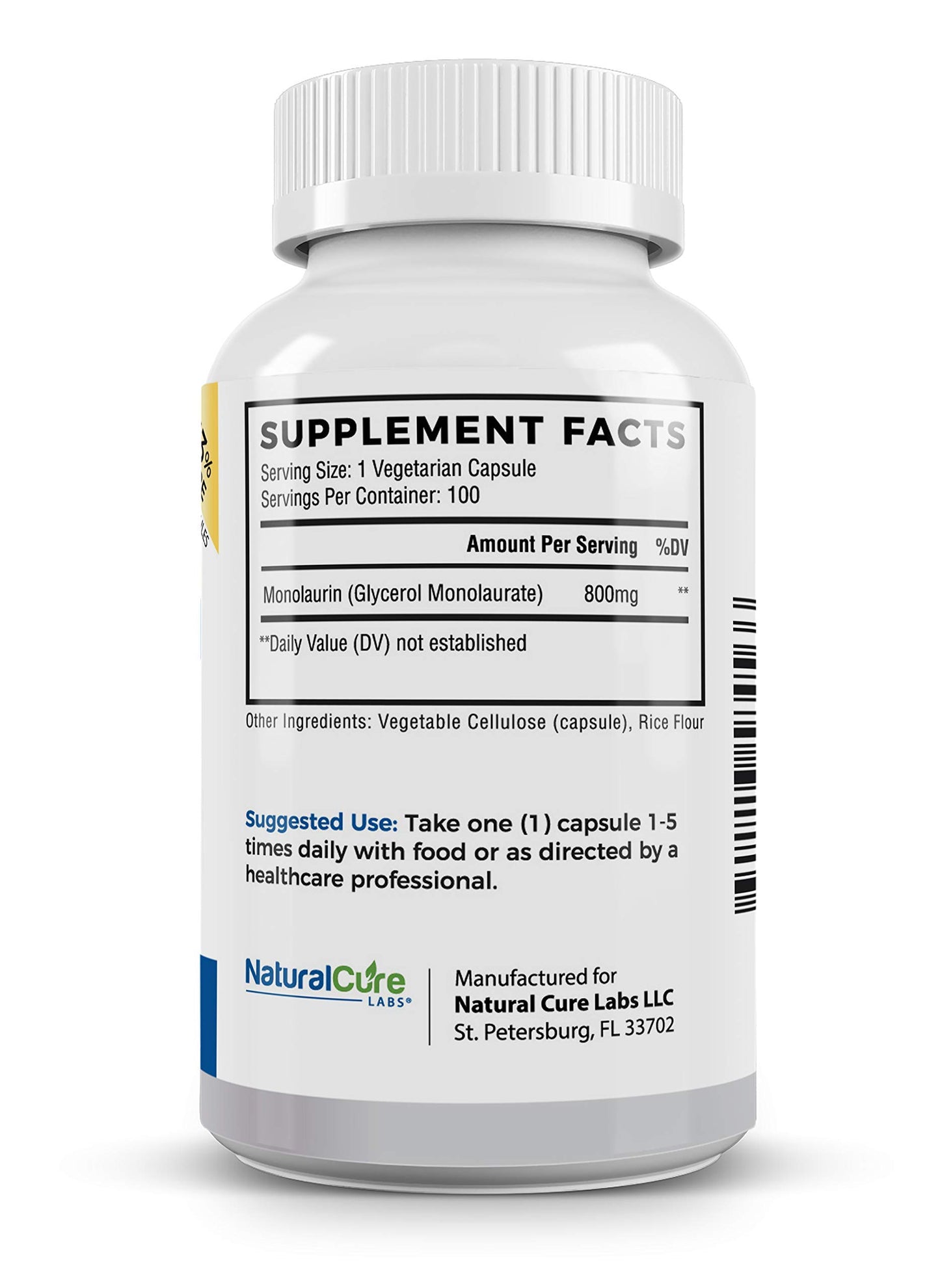 Natural Cure Labs Extra Strength Monolaurin 800mg + Clean L-Lysine 600mg Capsules Bundle