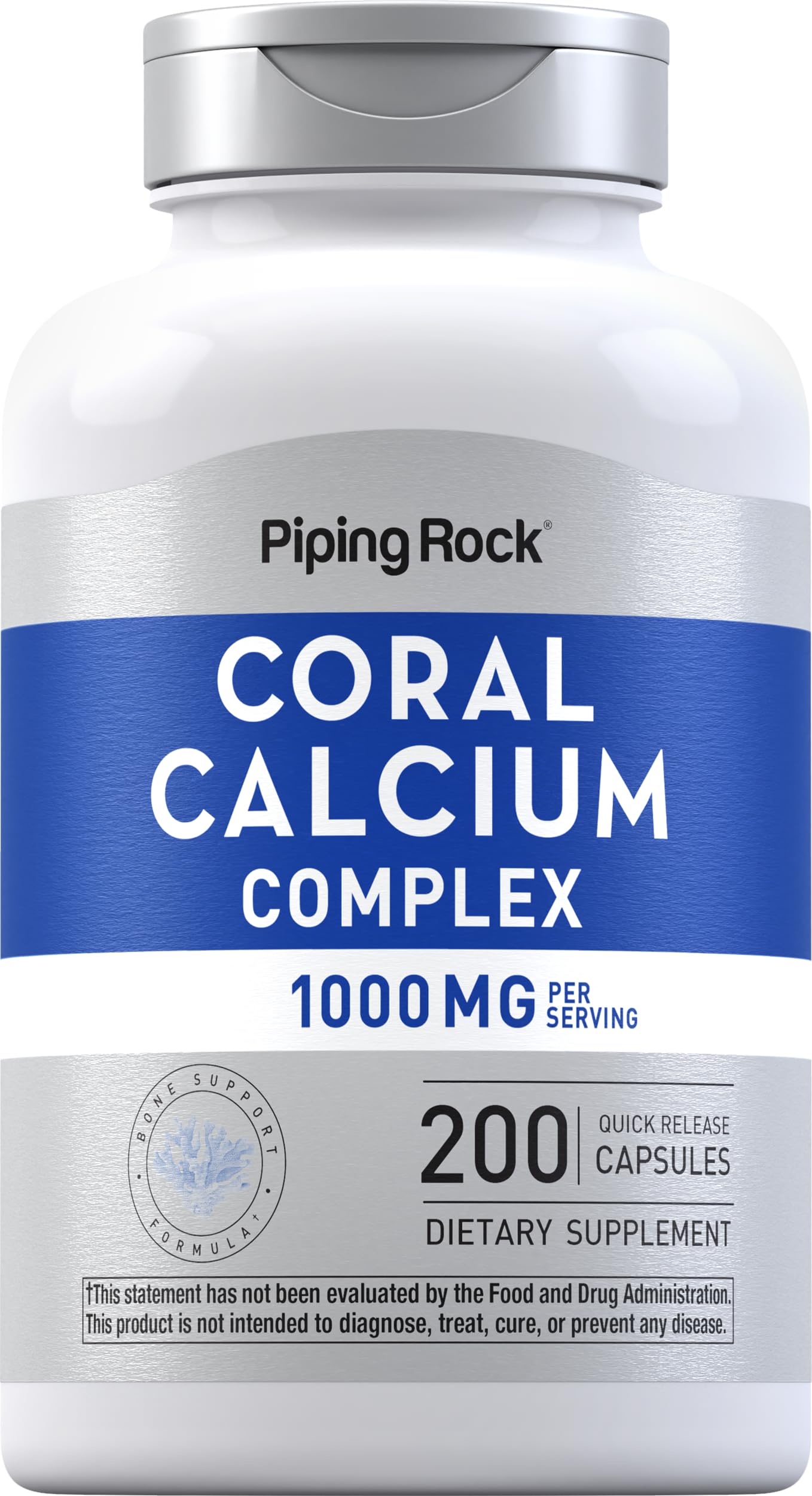 Piping Rock Coral Calcium 1000 mg Capsules, 200 Count