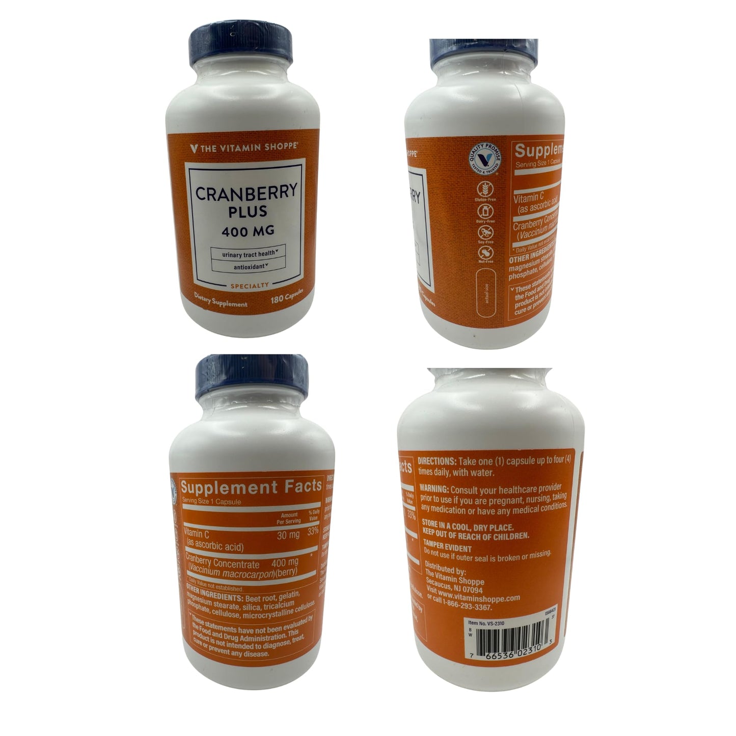 The Vitamin Shoppe Cranberry Plus 400MG 180 Capsules