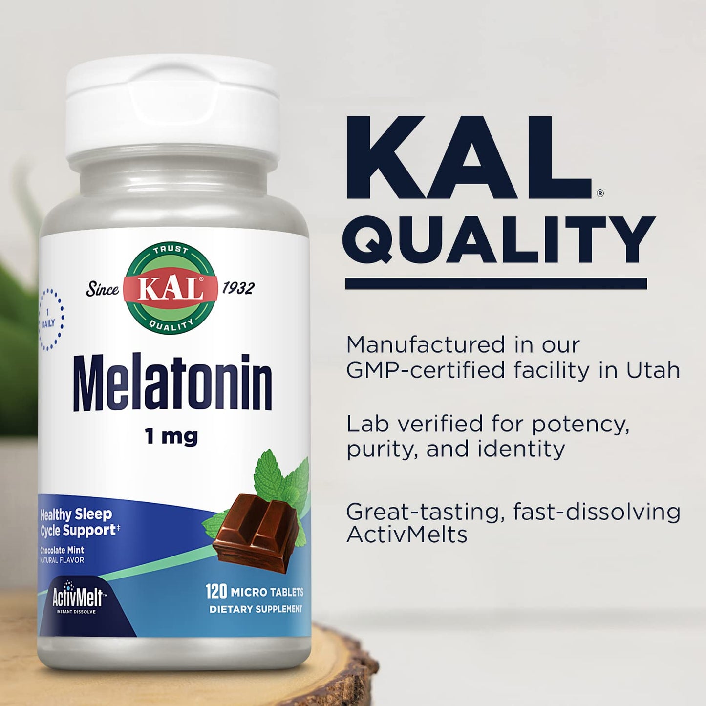 KAL Melatonin 1mg Sleep Aid Tablet, 120 Count