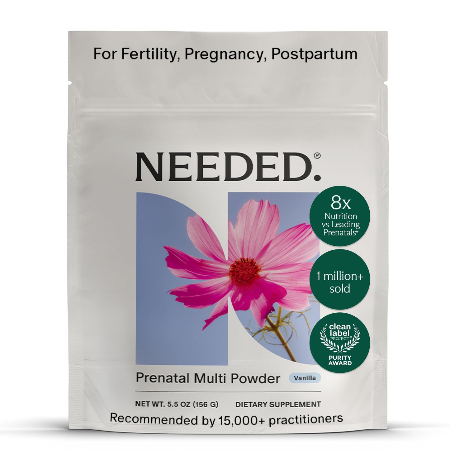 Needed Prenatal Multivitamin Powder with Choline, 5.5 Ounce