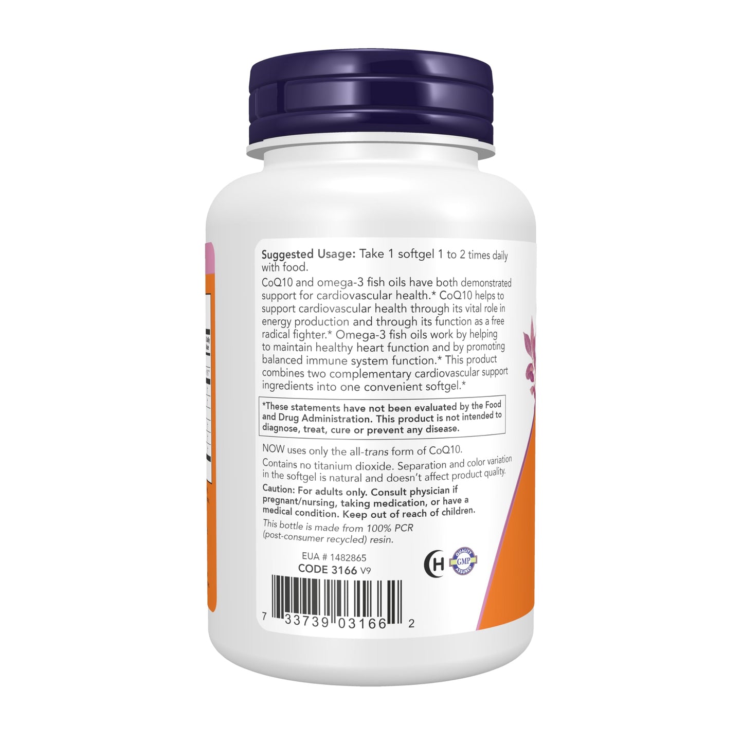 NOW Foods CoQ10 60 mg with Omega-3 Fish Oil Softgels, Cardiovascular Health, 120 Softgels