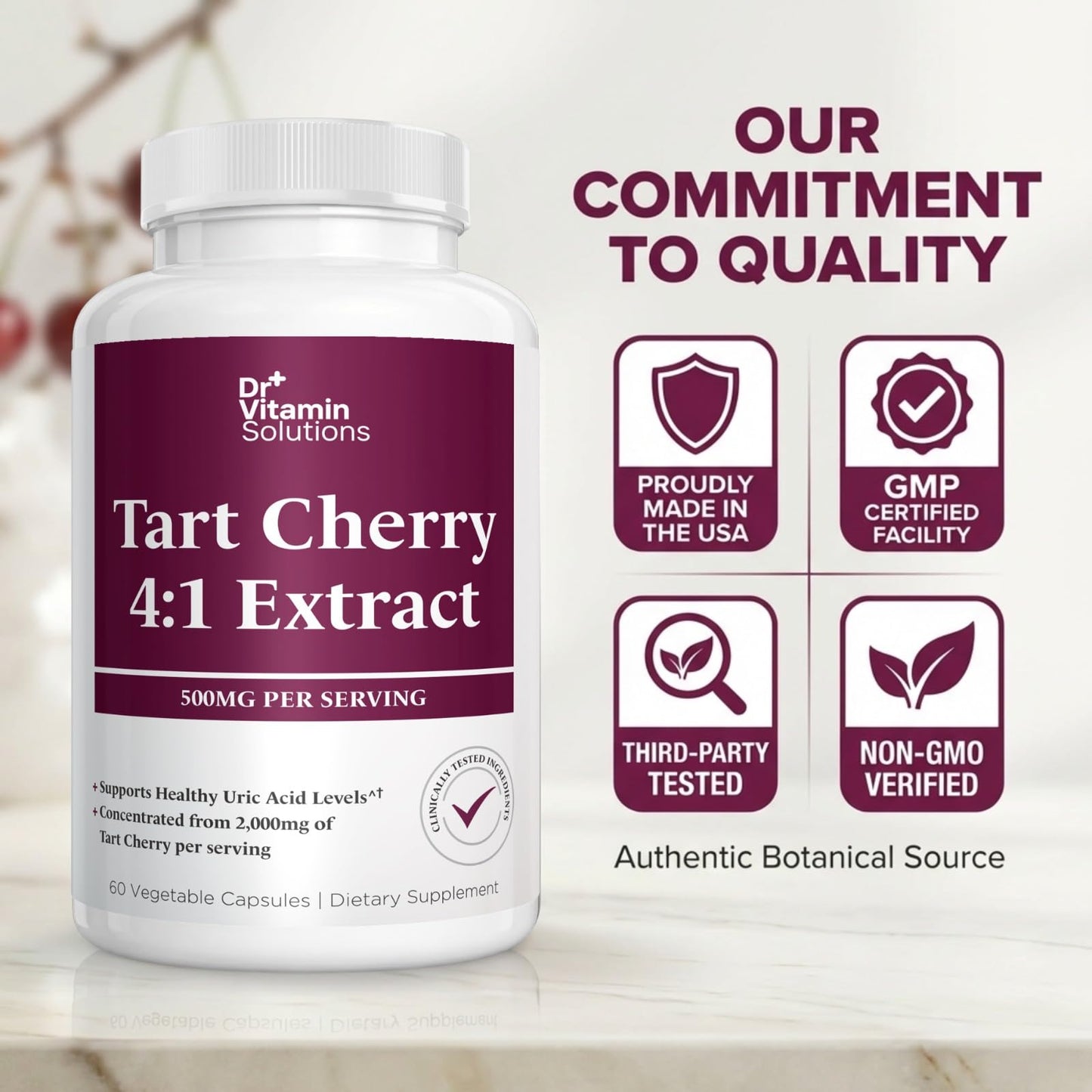 DR VITAMIN SOLUTIONS Tart Cherry Extract 2000 mg Capsules 60 Count