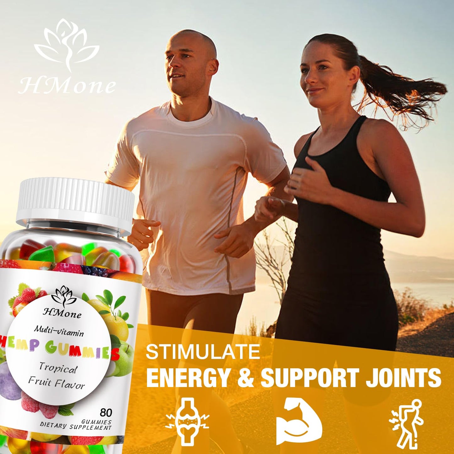 HMone Hemp Gummies Advanced for Pain, Sleep, Anxiety, High Potency Pure Organic Hemp Oil Extract, 100% Natural, Vegan Non-GMO, 240 Gummies