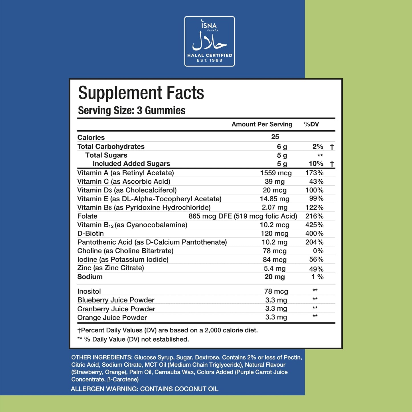 Noor Vitamins Halal Adult Multivitamin Gummy with Organic Fruit Blend for Men and Women, 90 Count