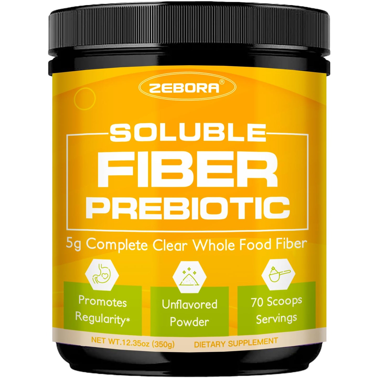 ZEBORA Soluble Prebiotic Fiber Powder 12.35 oz