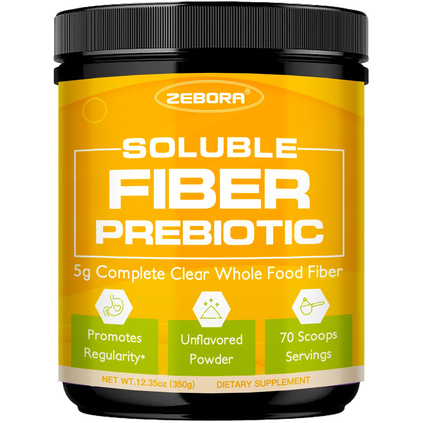 ZEBORA Soluble Prebiotic Fiber Powder 12.35 oz