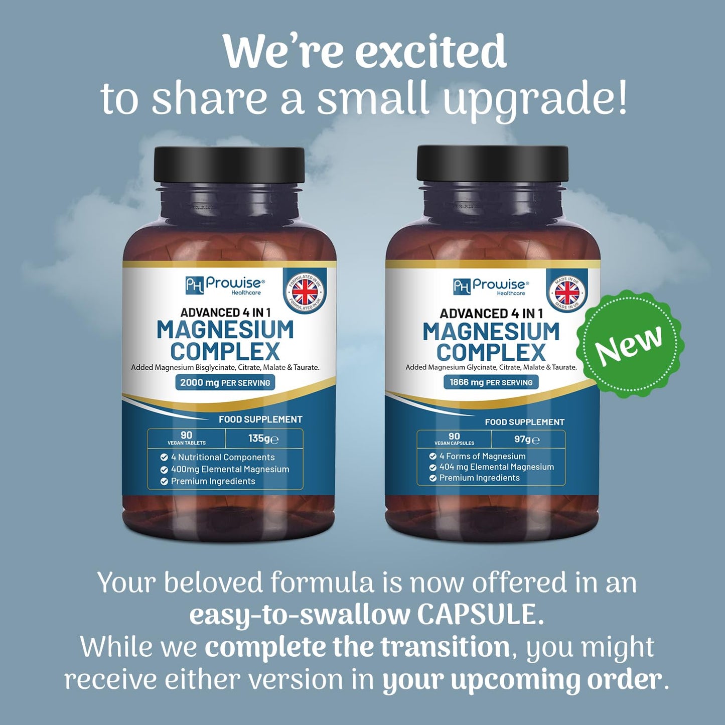 PH PROWISE Healthcare Magnesium Glycinate Complex 4 in 1 Vegan Capsules, 90