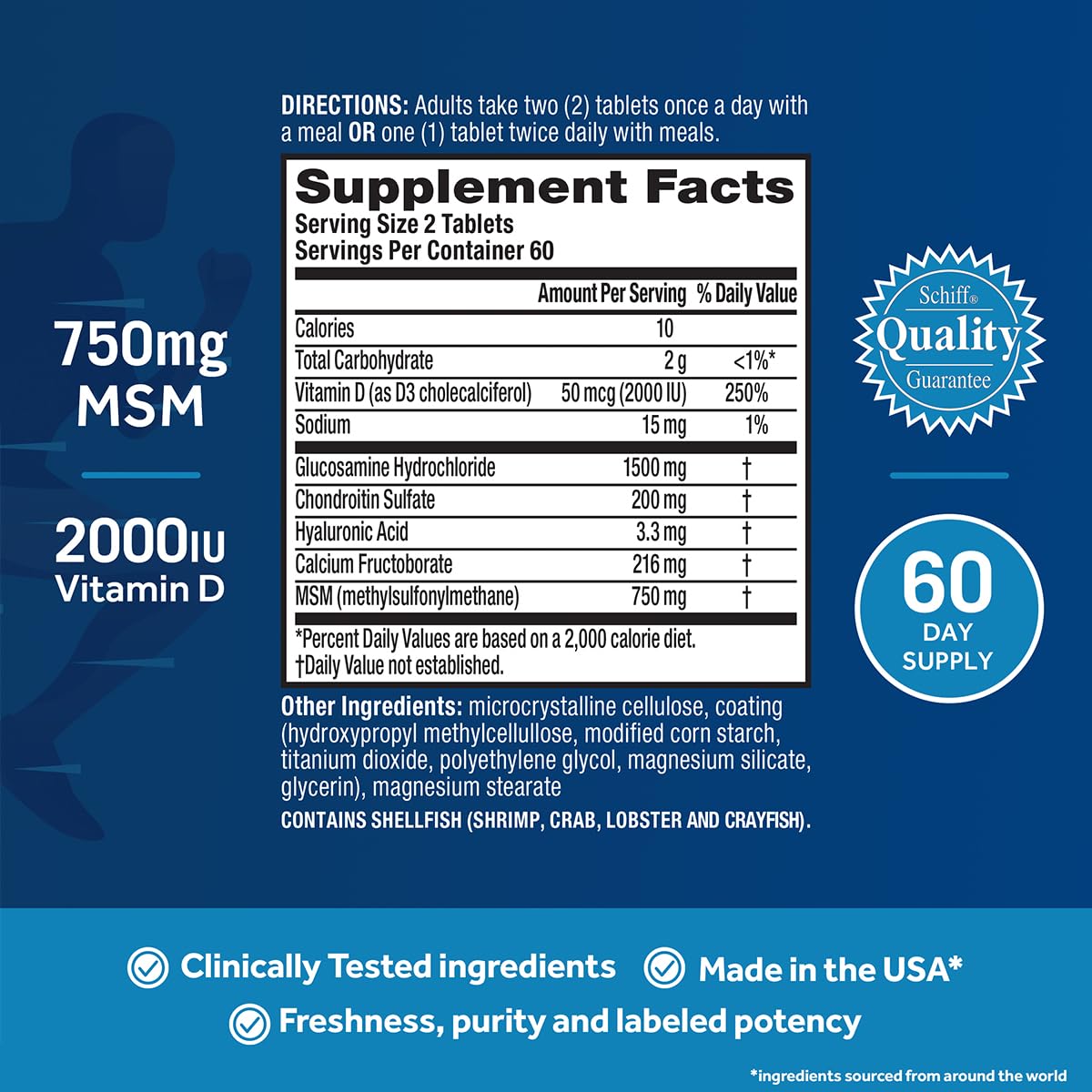 Move Free Advanced Glucosamine Chondroitin MSM + Vitamin D3 Joint Support Supplement, 120 Tablets