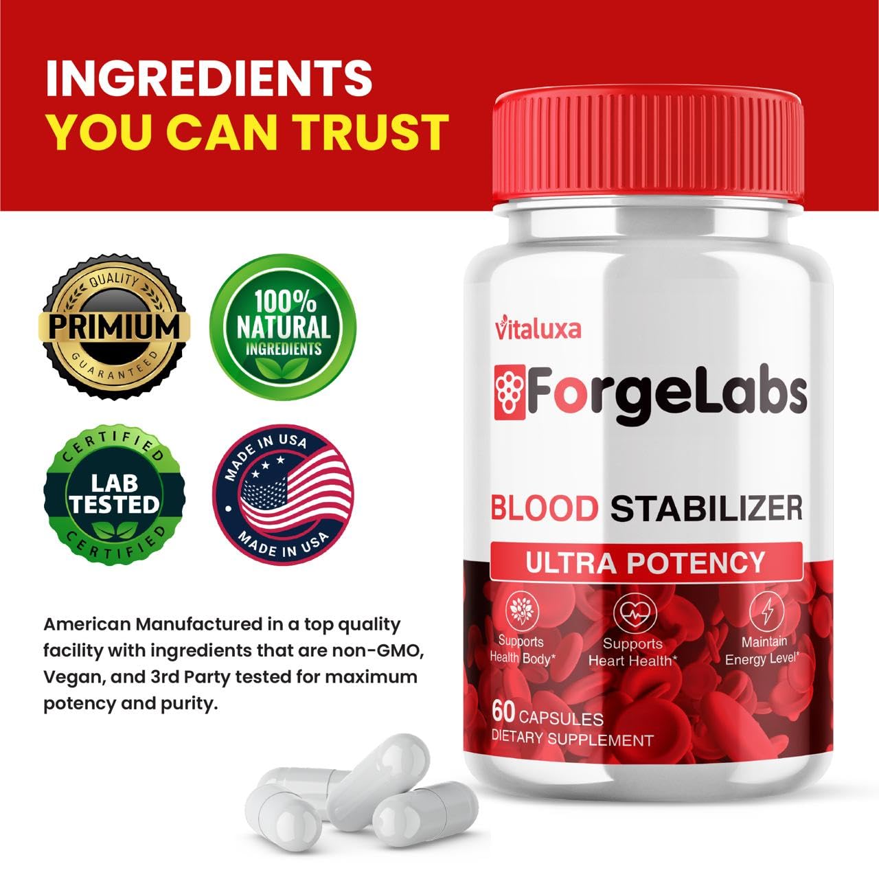 Vitaluxa Blood Stabilizer Capsules, 60 Count