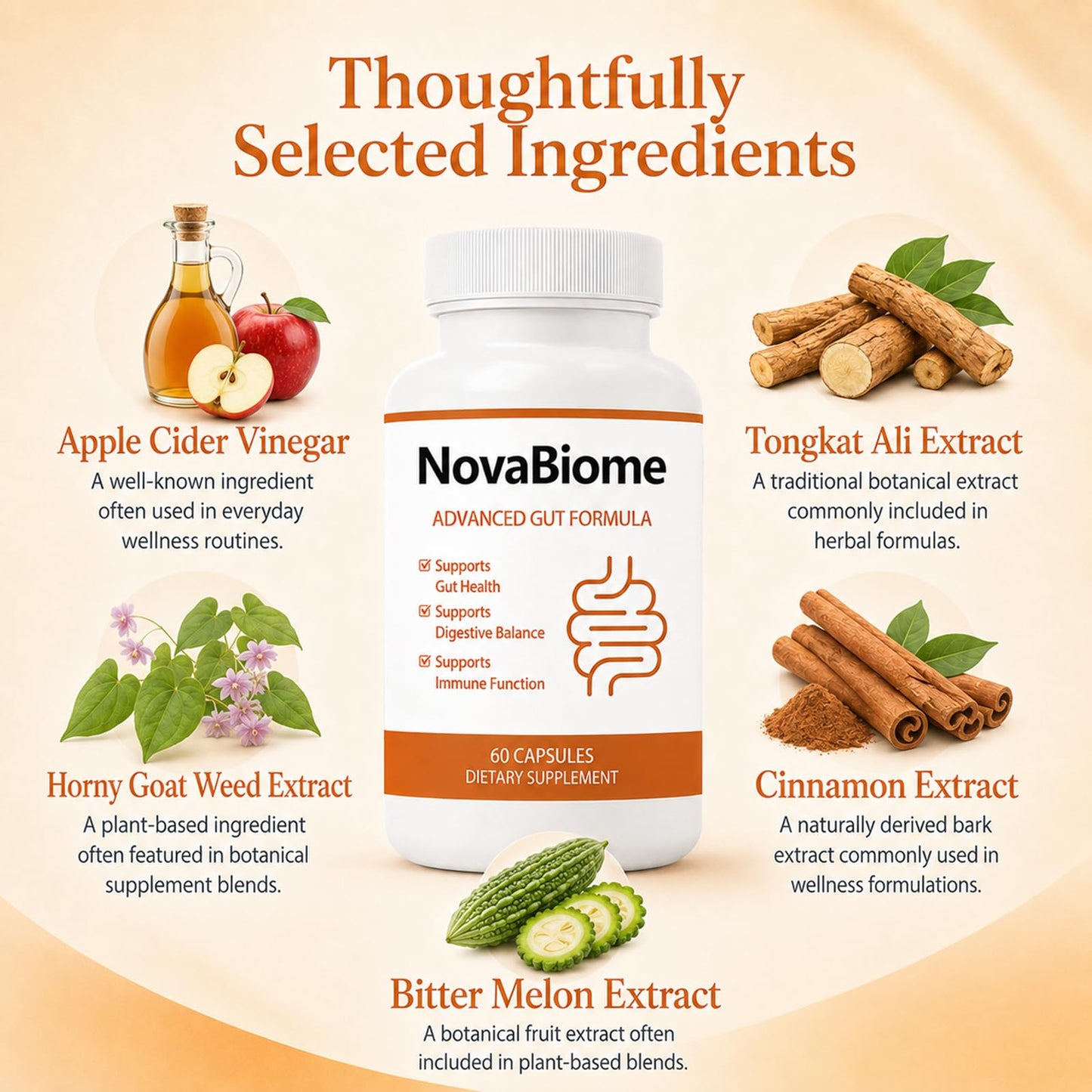 NovaBiome for Constipation, Digestive Comfort & Gut Balance Support Capsules 60