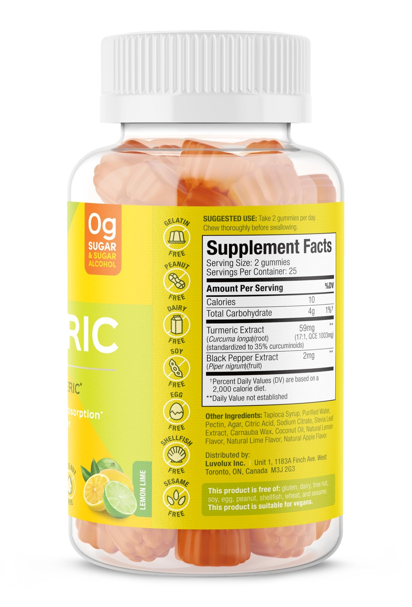 SUKU Turmeric Curcumin Sugar Free Gummies 50 Count