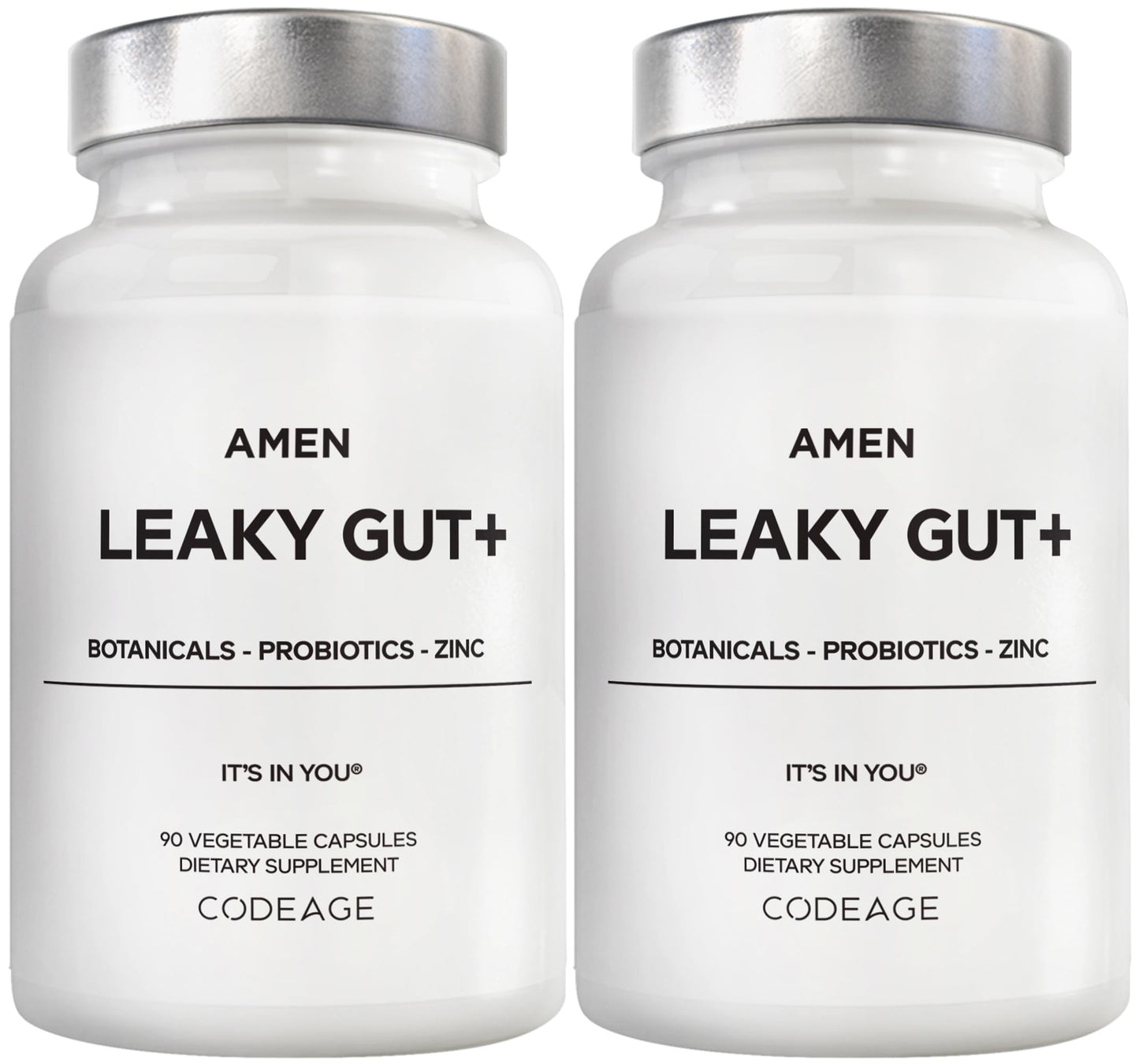 Amen Leaky Gut L-Glutamine DGL Licorice Probiotics Zinc Capsules 180